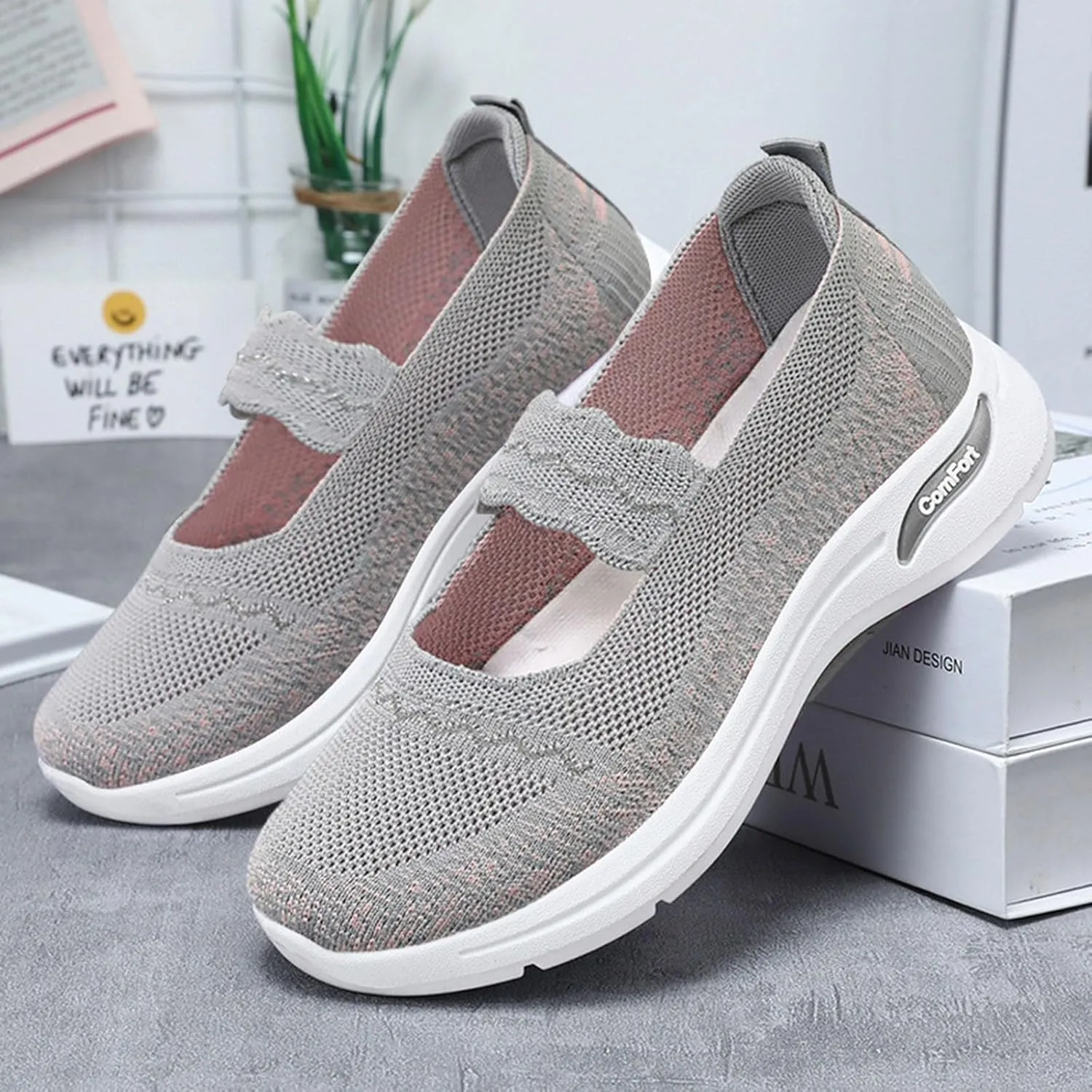 Women's Summer Fashion Knitted Lightweight Breathable Loafers Comfortable Orthopedic Soft Sole Non-Slip Walking Shoes