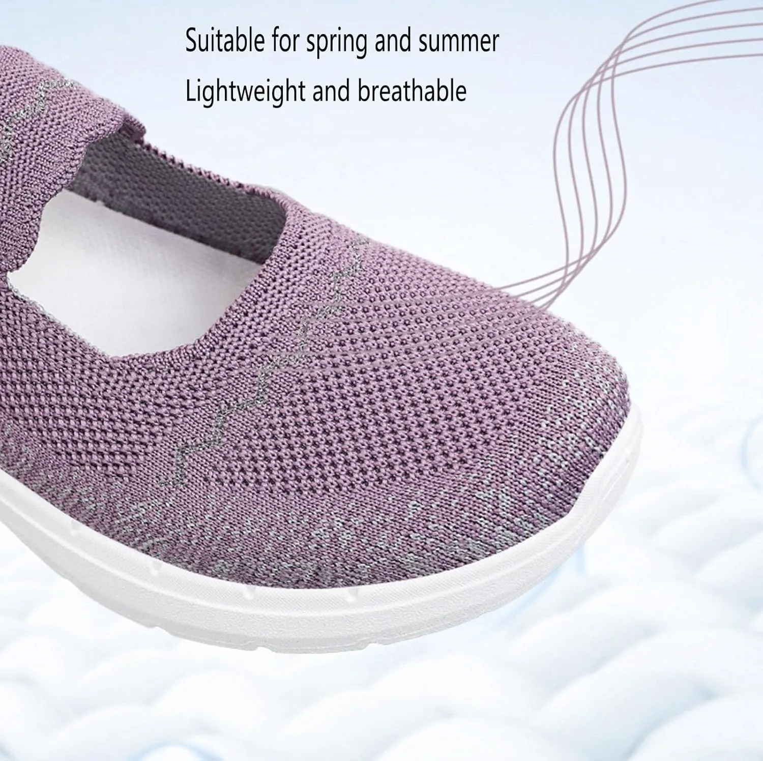 Women's Summer Fashion Knitted Lightweight Breathable Loafers Comfortable Orthopedic Soft Sole Non-Slip Walking Shoes