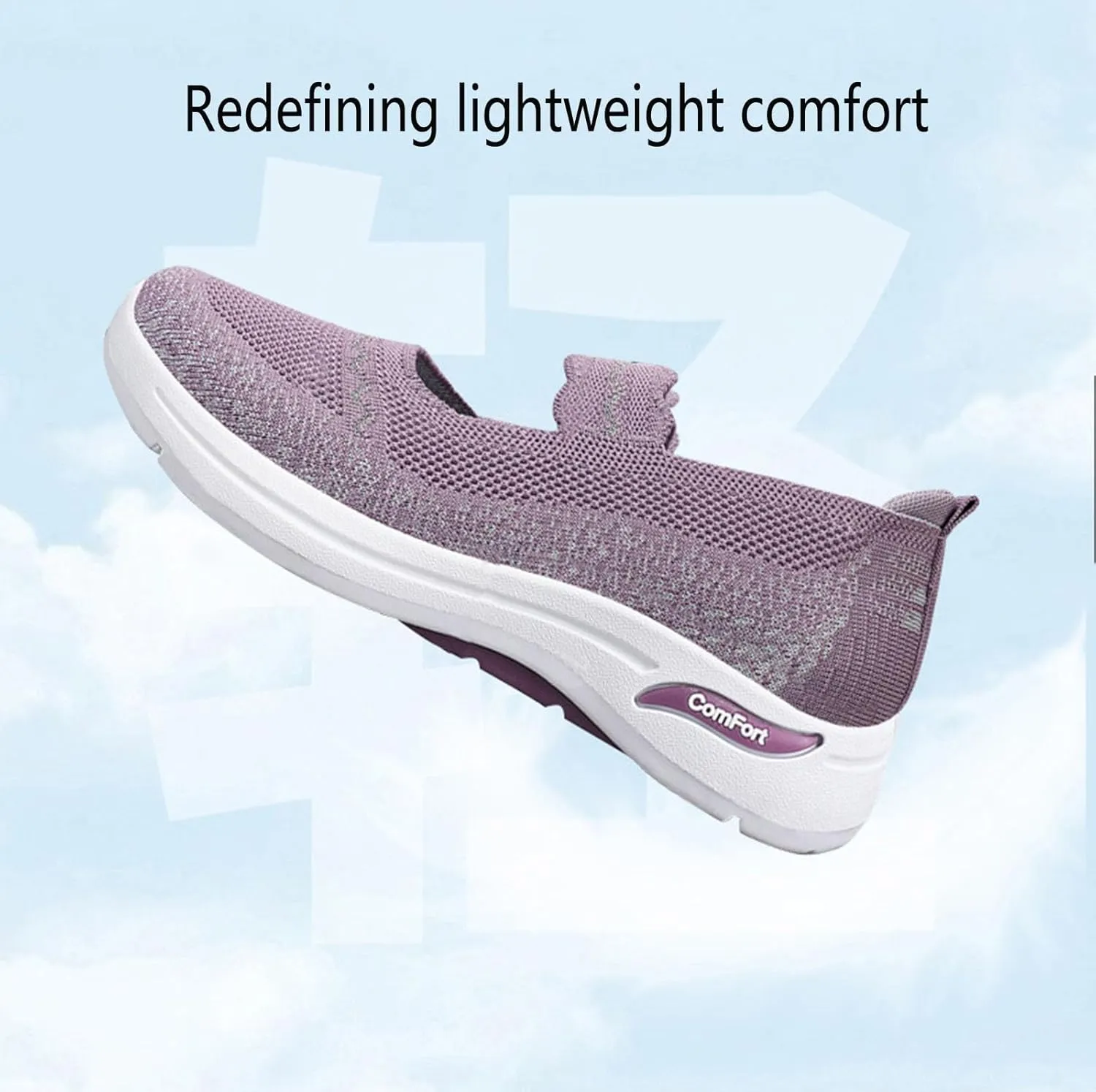 Women's Summer Fashion Knitted Lightweight Breathable Loafers Comfortable Orthopedic Soft Sole Non-Slip Walking Shoes