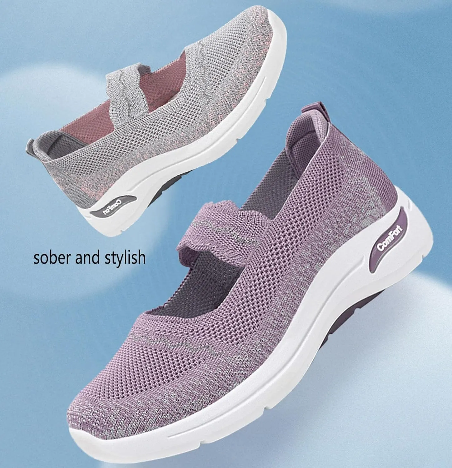 Women's Summer Fashion Knitted Lightweight Breathable Loafers Comfortable Orthopedic Soft Sole Non-Slip Walking Shoes