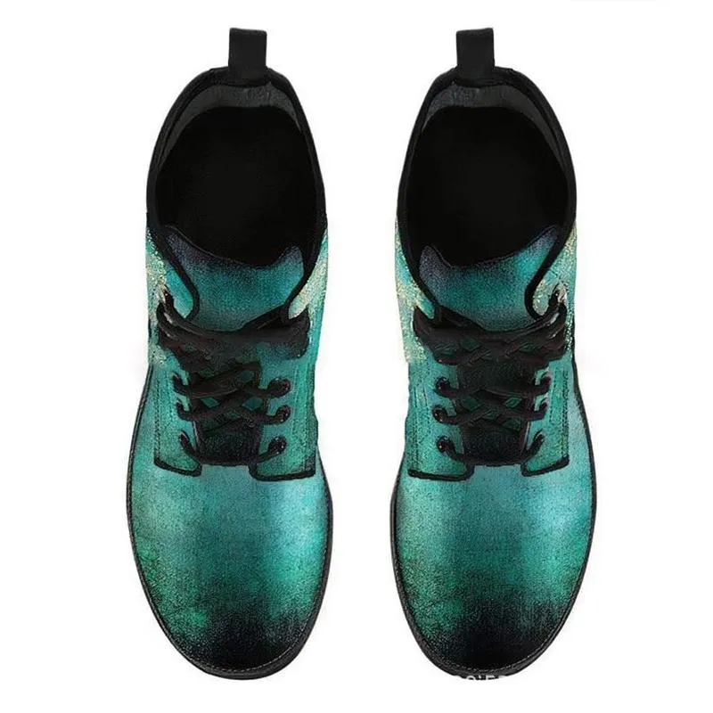 Women's sun & moon print lace-up martin booties