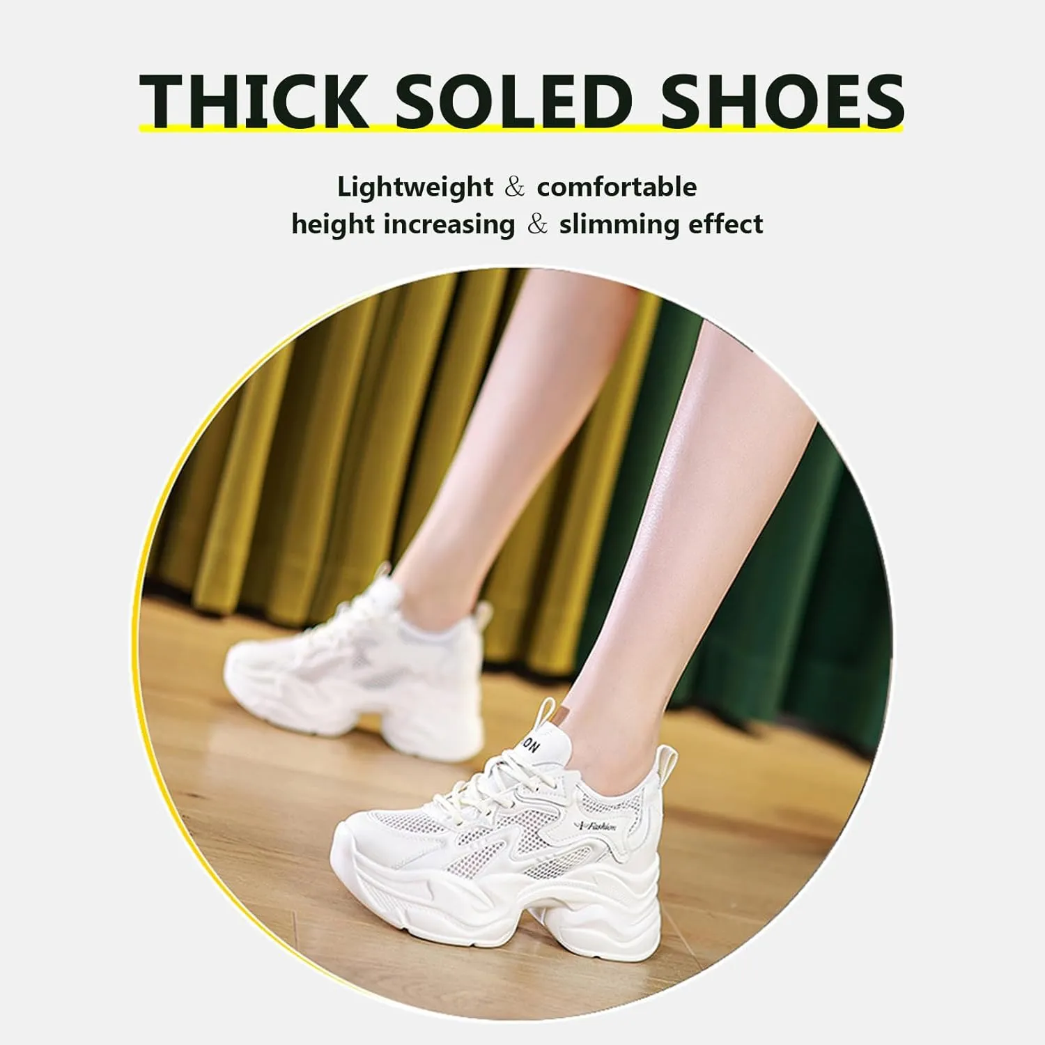 Women's Walking Shoes Stylish Sneakers Stylish Lace-Up Thick-Soled Height-Enhancing for Walking Hiking