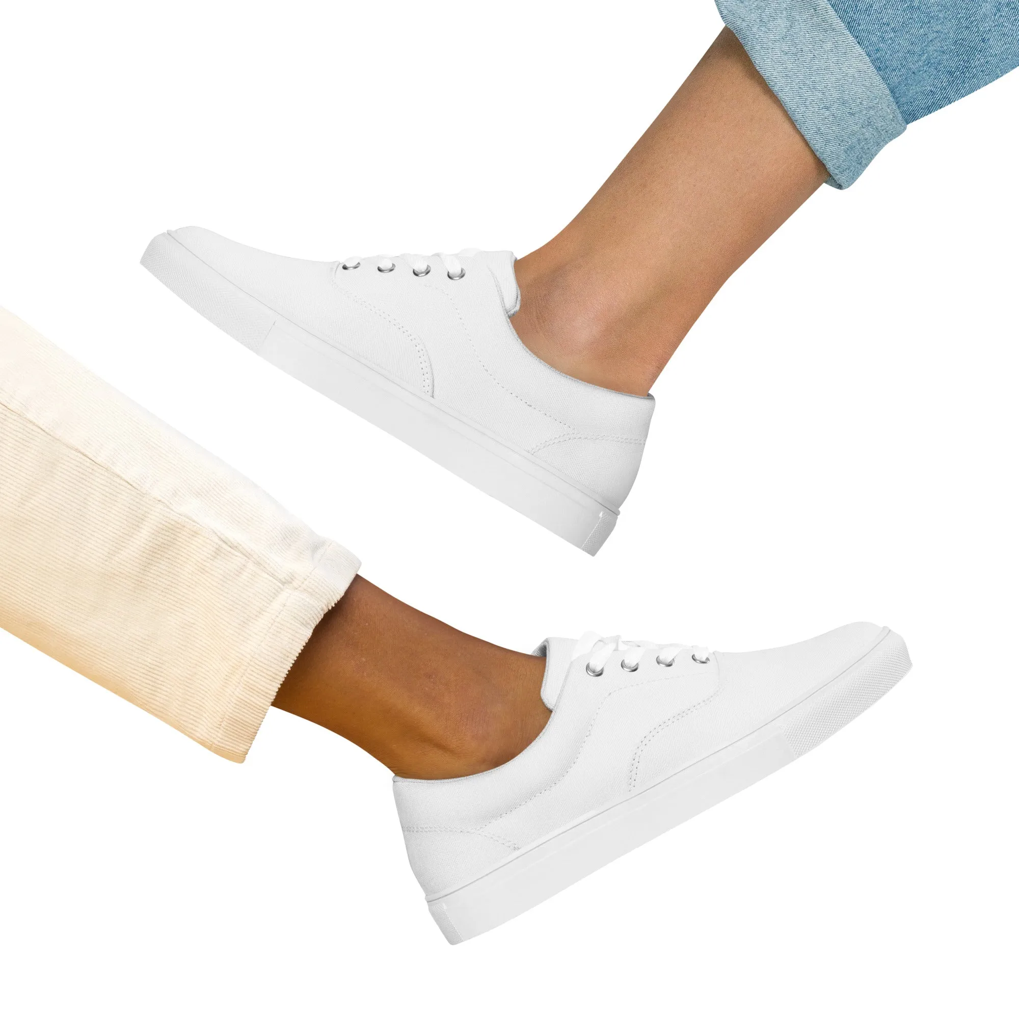 Women’s White lace-up canvas shoes, summer shoes, white sneakers