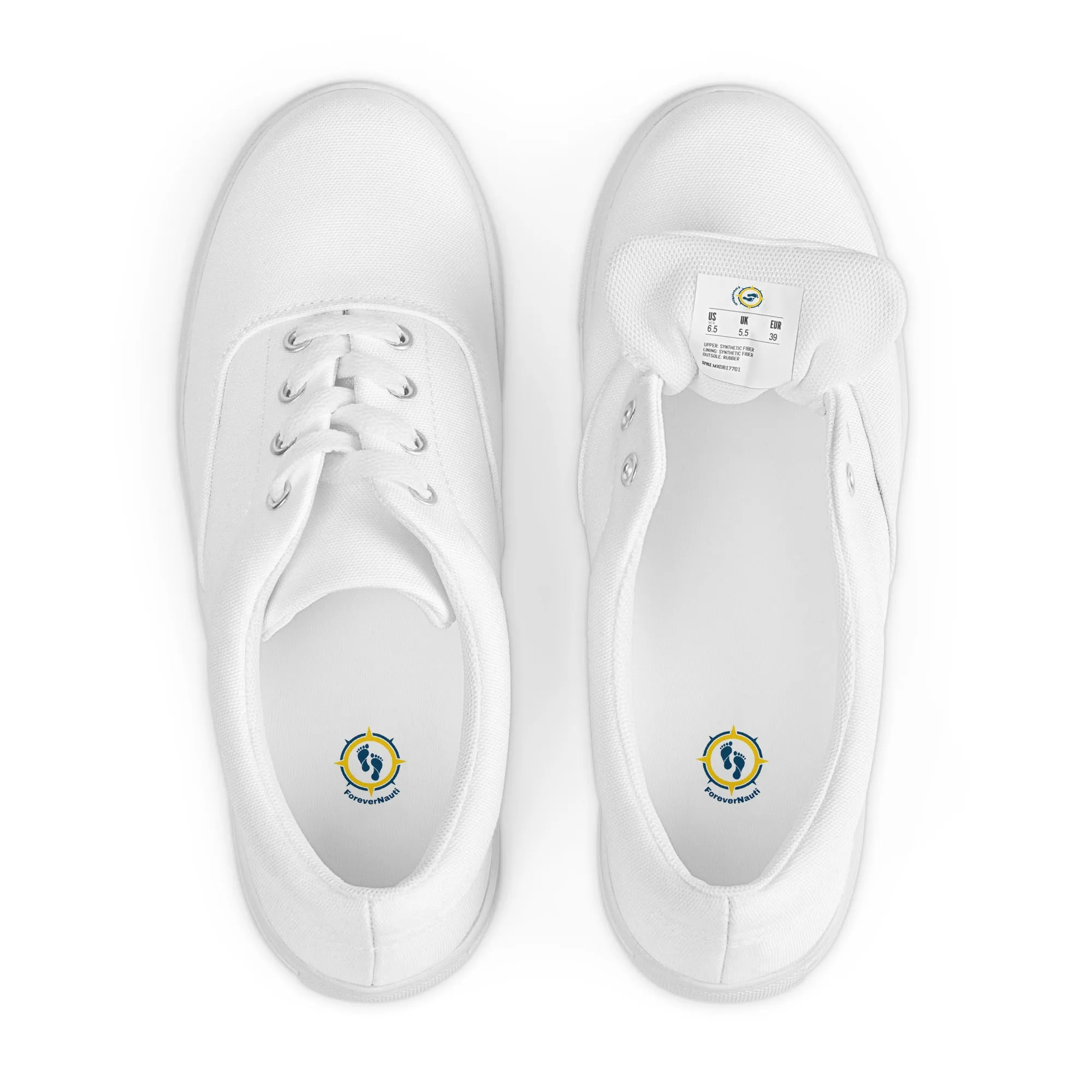 Women’s White lace-up canvas shoes, summer shoes, white sneakers