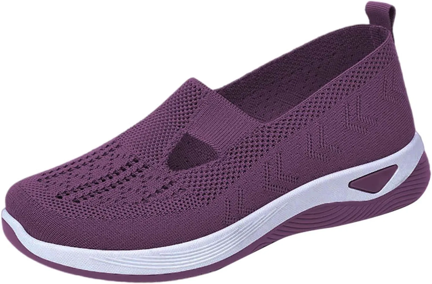 Women's Woven Breathable Soft Sole Shoes Arch Support Knit Upper Stretch Slip on Casual Orthopedic Sneakers Summer