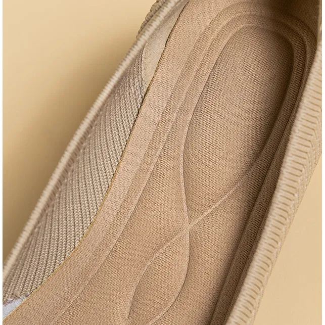 Work Shoes Women Breathable Pointed Shallow Mouth Medium High Thick Heel Knitting Casual Shoes