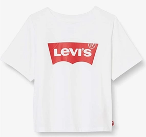 Levi's Kids maglietta da ragazza  LVG Light Bright Cropped Tee 4E0220 001 bianco Microfiber Blend Active Layering