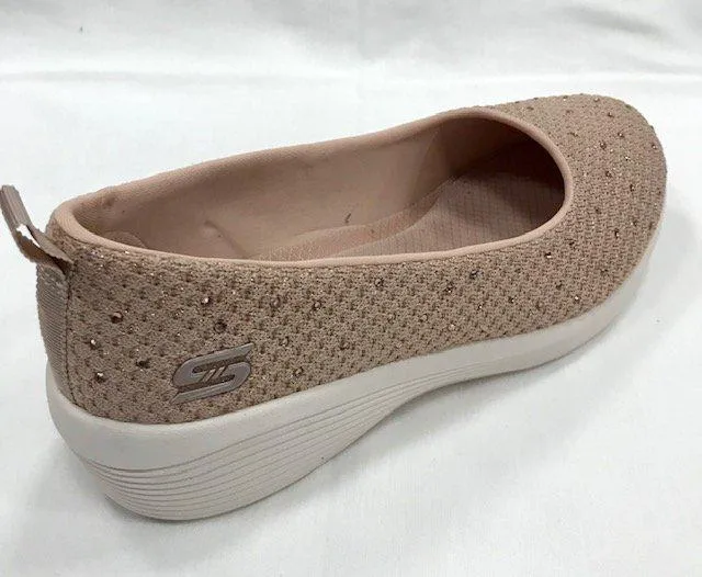 Skechers scarpa ballerina da donna Arya Sweet Glitz 104005 ROS rosa antico Contoured Heel Padding