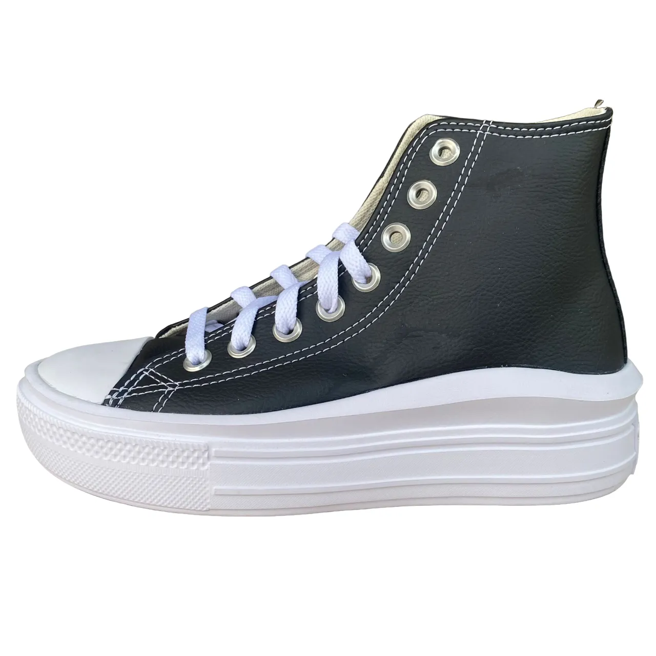 Knit Weave Upper Converse scarpa sneakers da donna con zeppa in pelle Chuck Taylor All Star Move A04294C nero-bianco