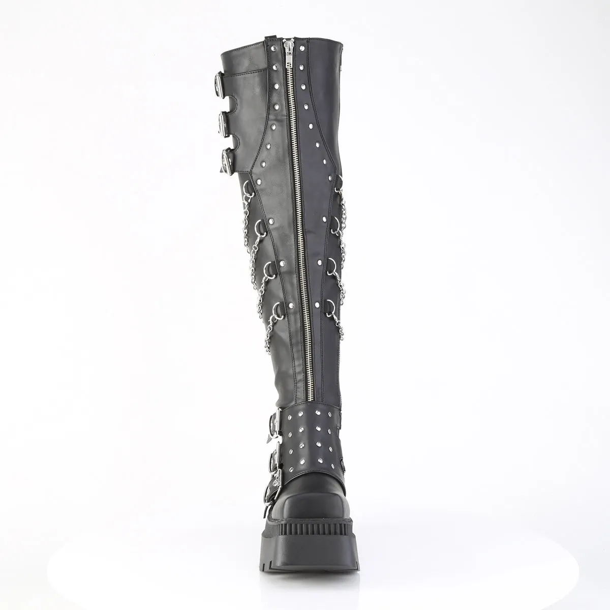 WRATH-310 DemoniaCult Black Vegan Leather Sexy Women's Over-the-Knee Boots (Alternative Footwear)