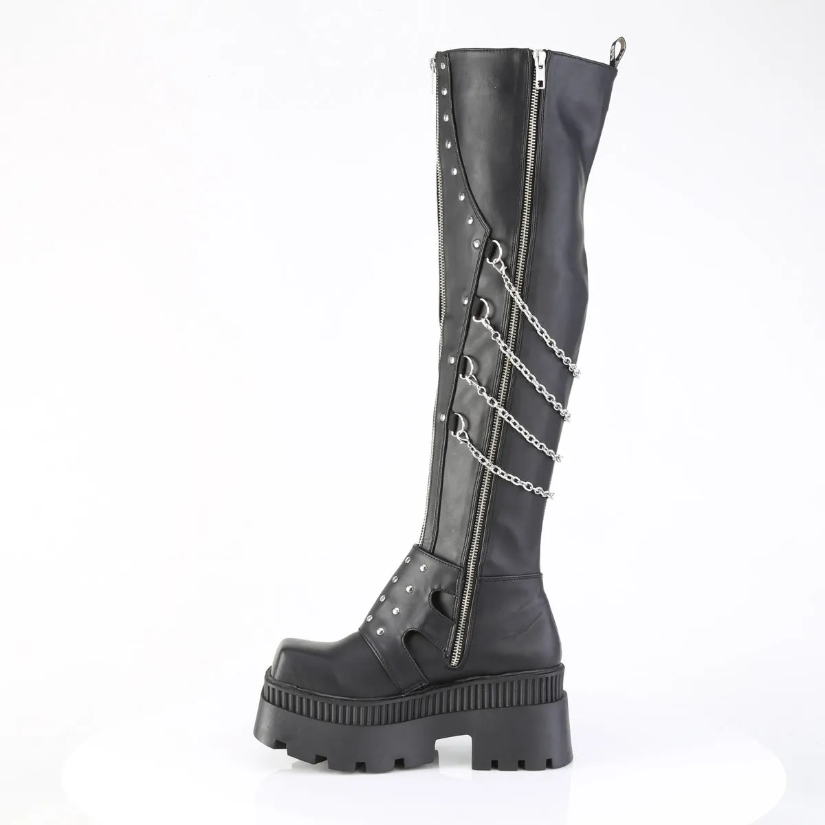 WRATH-310 DemoniaCult Black Vegan Leather Sexy Women's Over-the-Knee Boots (Alternative Footwear)