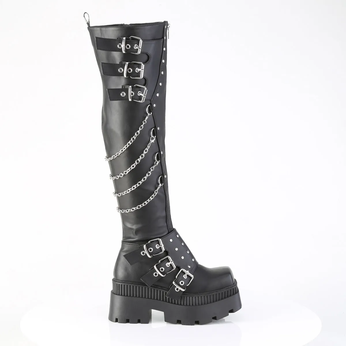 WRATH-310 DemoniaCult Black Vegan Leather Sexy Women's Over-the-Knee Boots (Alternative Footwear)