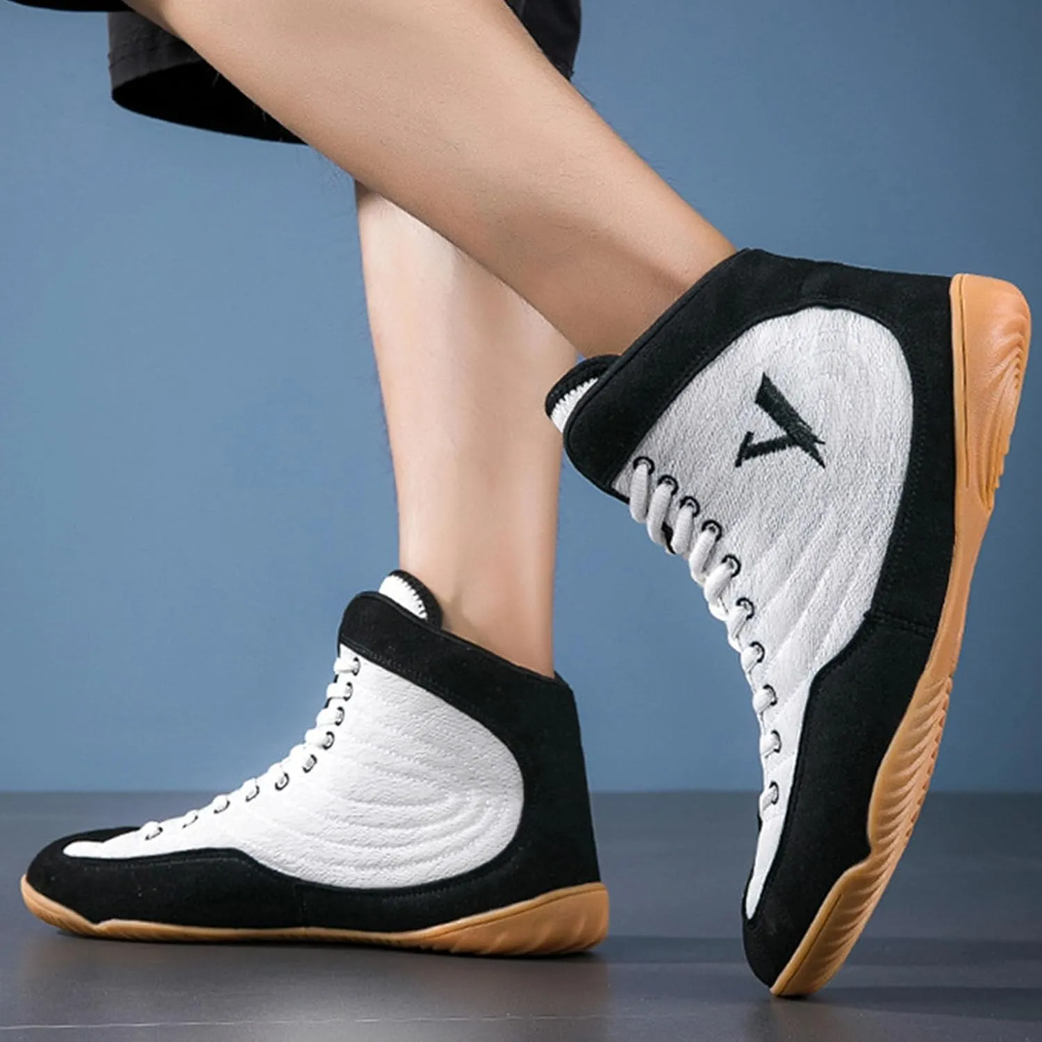 Wrestling Shoes Mens High Top Boxing Fitness Boots Lightweight Breathable for Weightlifting Powerlifting Sneakers