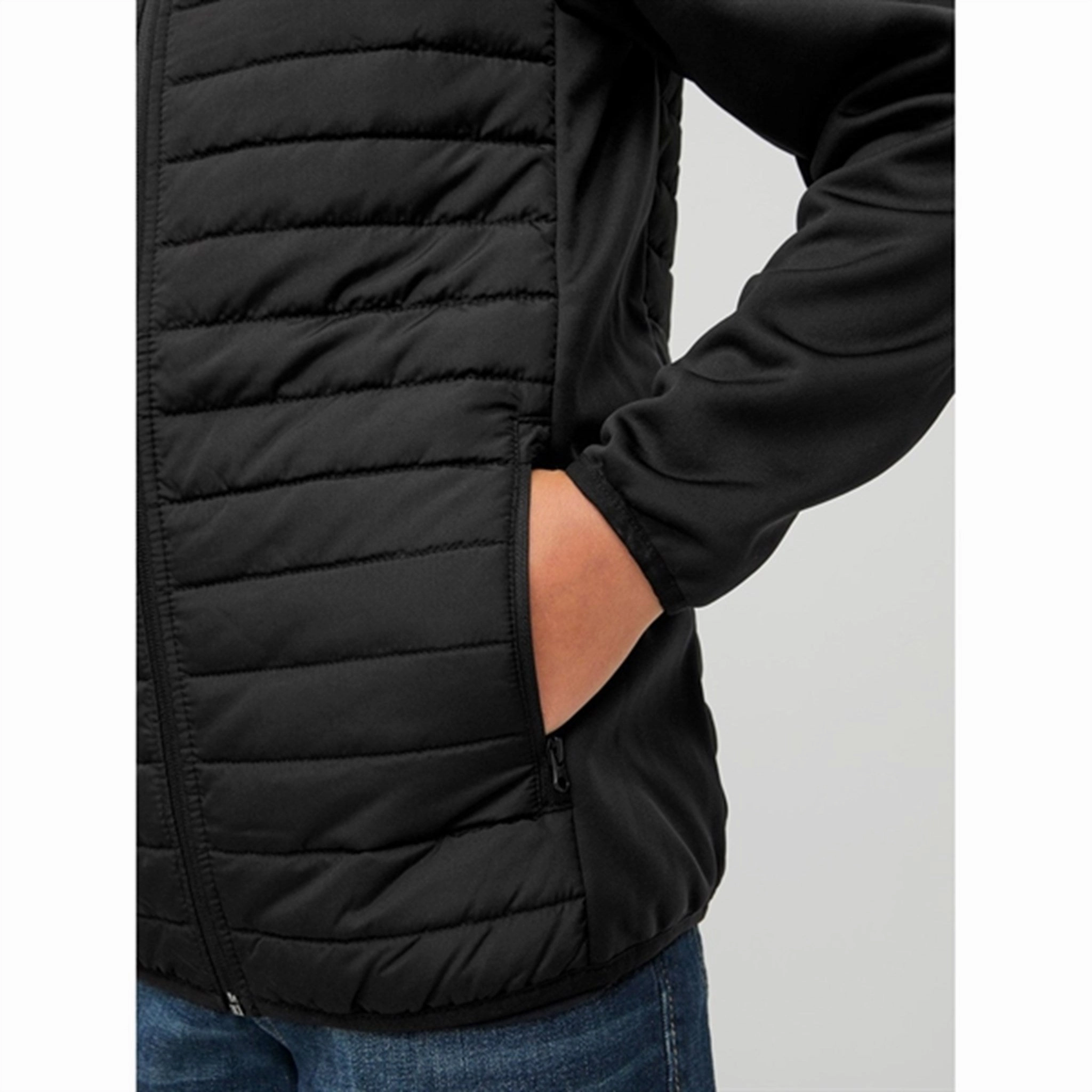 Glow In The Dark Accents Hidden Storage Compartments Jack & Jones Junior Black Multi Quilted Transitional Jacket Noos