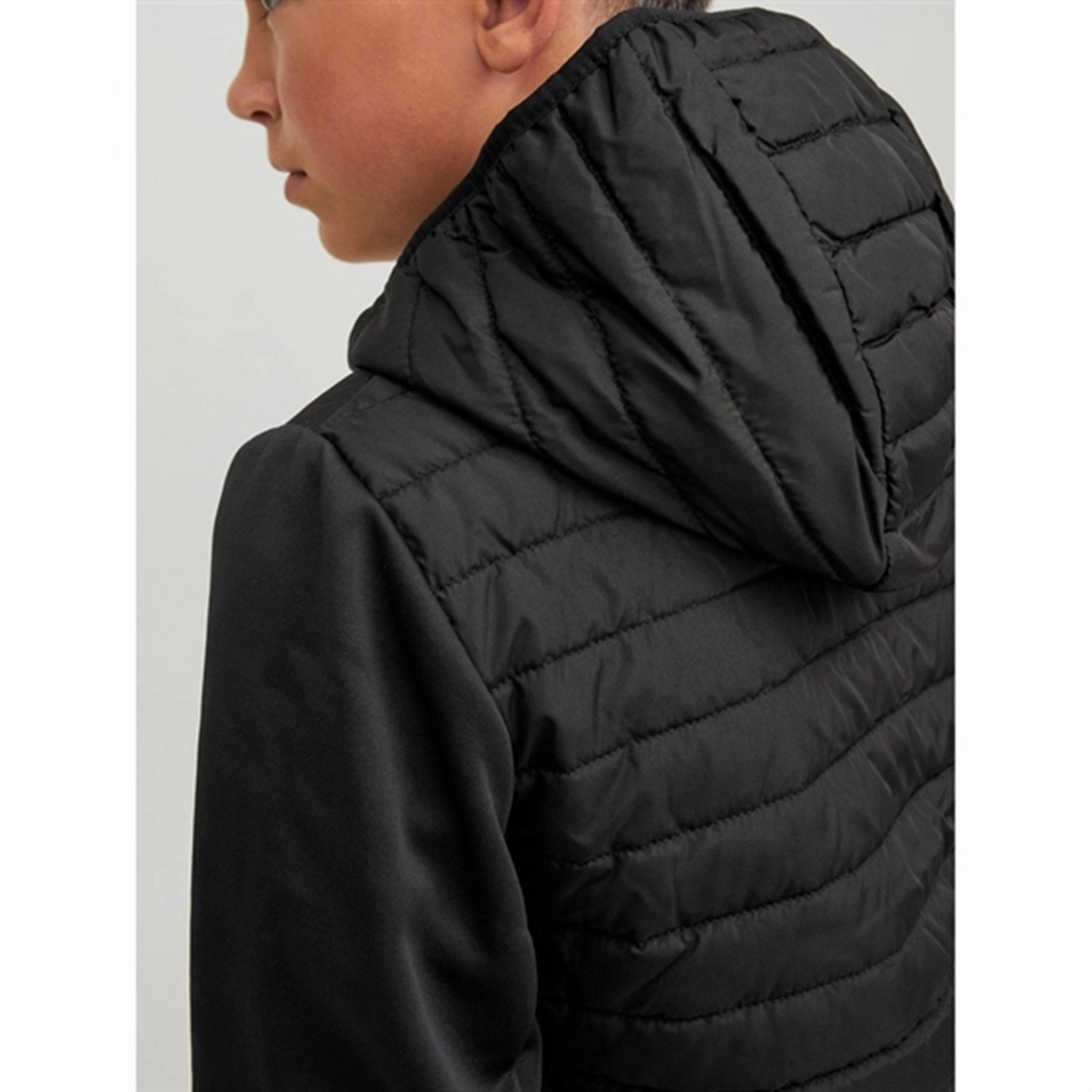 Jack & Jones Junior Black Multi Quilted Transitional Jacket Noos Zipper Closure System Recycled materials