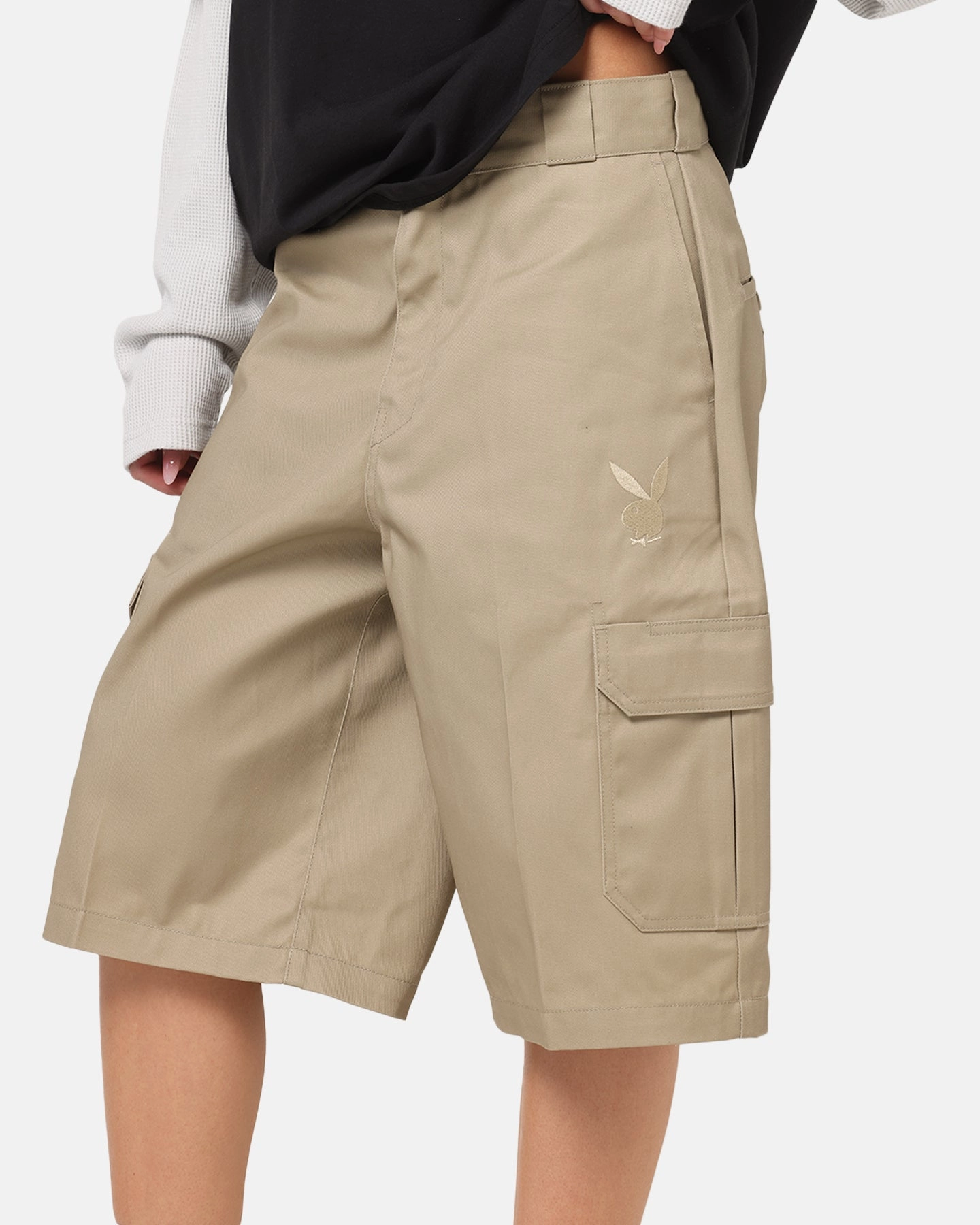 Sleek Waist Playboy Bunny Shorts Khaki