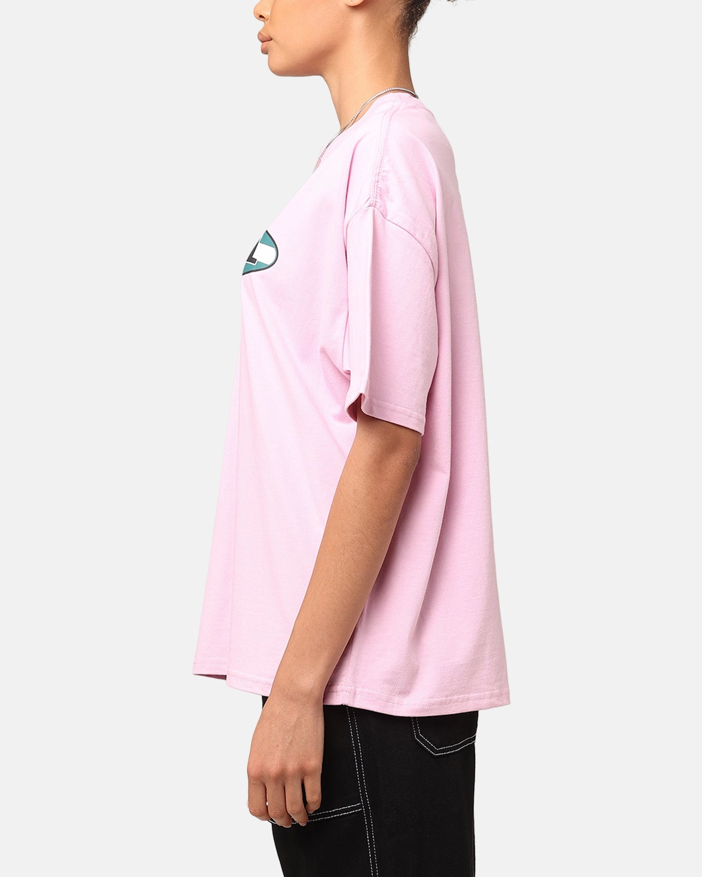 X-Girl Women's Contrast Oval Oversized T-Shirt Baby Pink Fresh Vibes