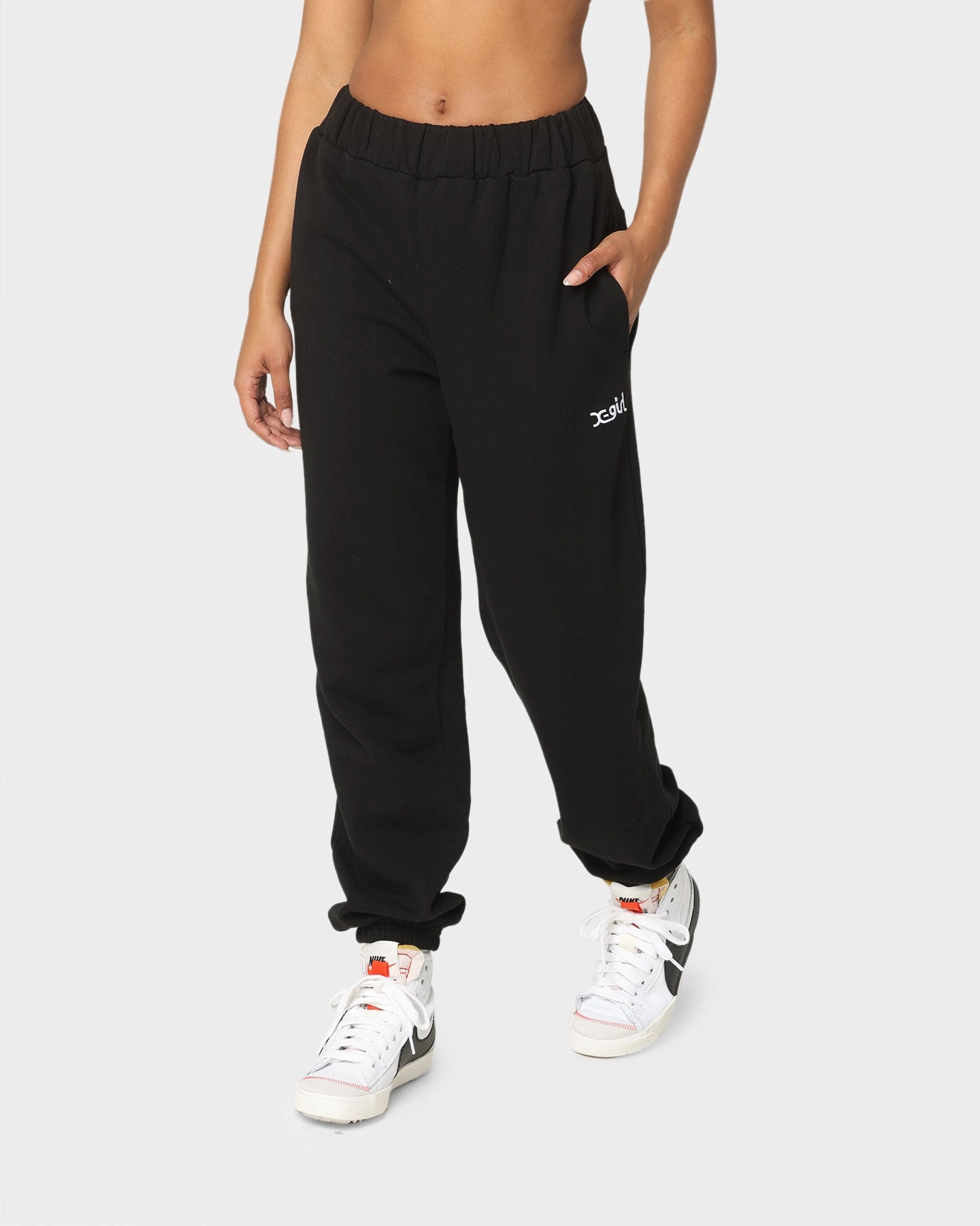 X-Girl Women's Mills Logo Track Pants Black Comfortable Design Casual Edge