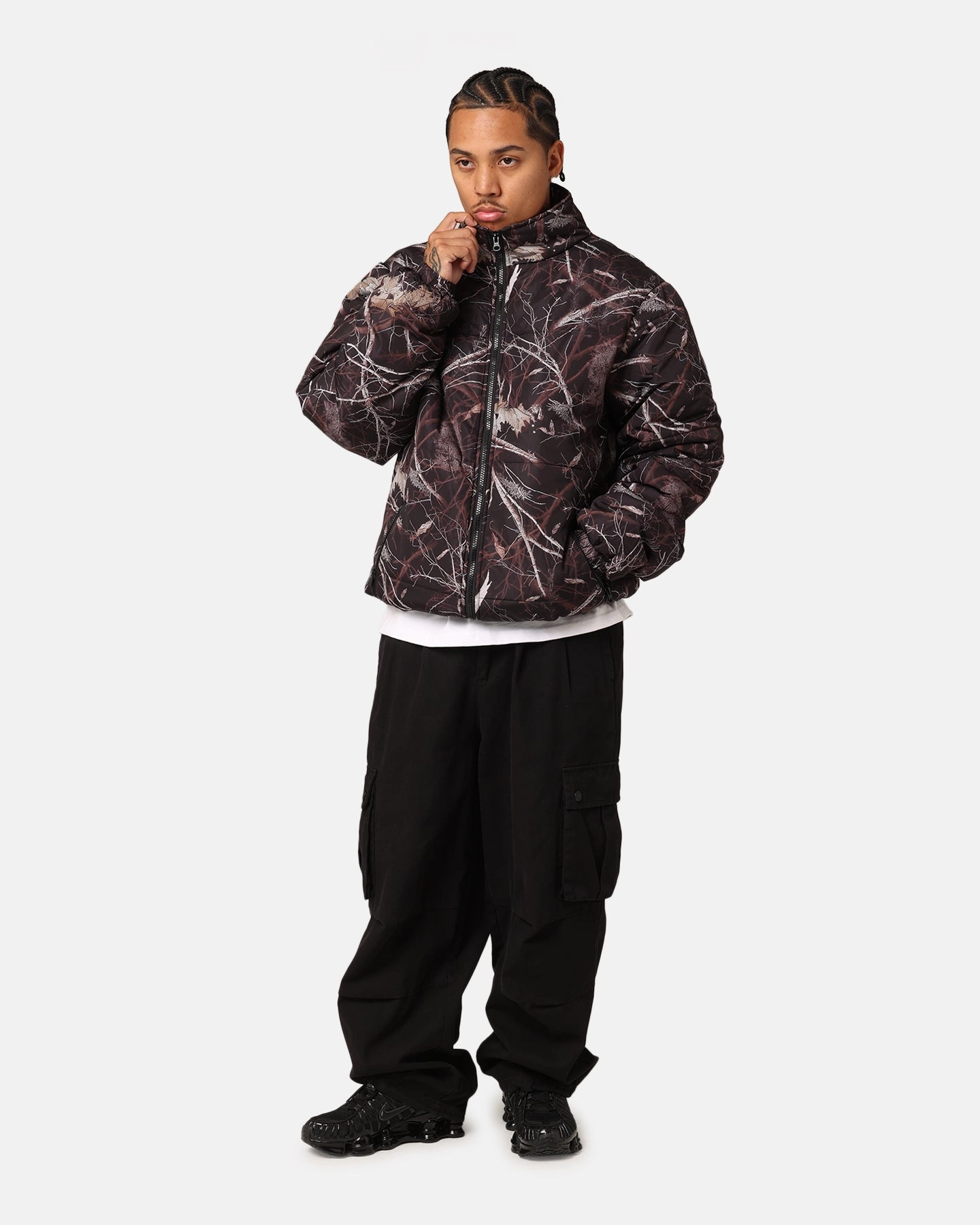 X-Large Wave Dye Puffer Jacket Dark Camo Double Stitched Seams