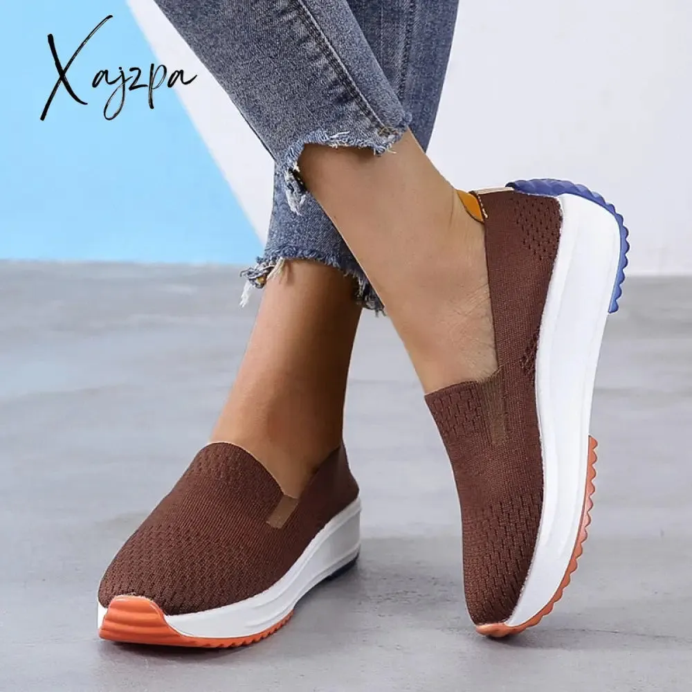 Xajzpa - Breathable Sneakers Fashion Women Flats Slip on Mesh Shoes Woman Light Sneakers Spring Autumn Loafers Femme Basket Flats Shoes