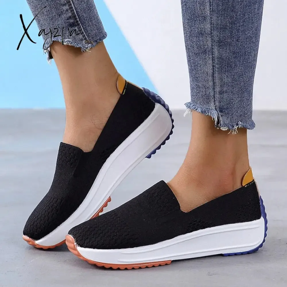 Xajzpa - Breathable Sneakers Fashion Women Flats Slip on Mesh Shoes Woman Light Sneakers Spring Autumn Loafers Femme Basket Flats Shoes