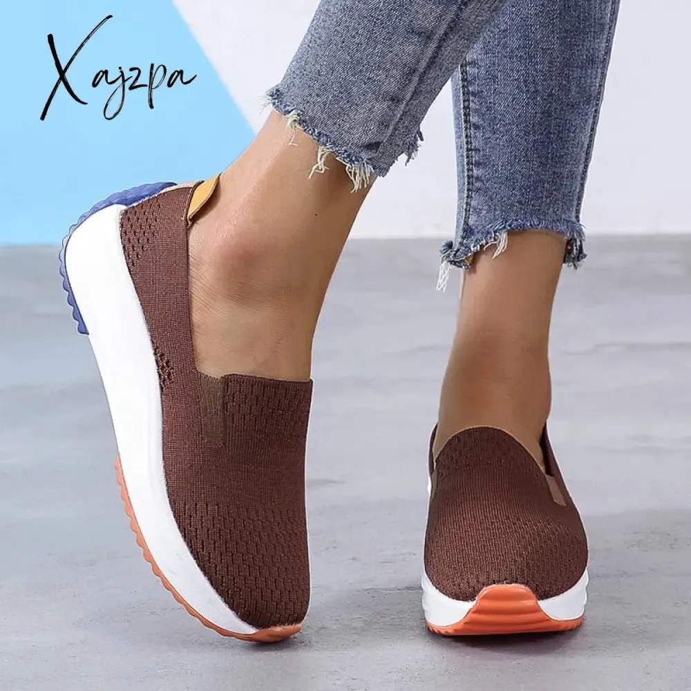 Xajzpa - Breathable Sneakers Fashion Women Flats Slip on Mesh Shoes Woman Light Sneakers Spring Autumn Loafers Femme Basket Flats Shoes