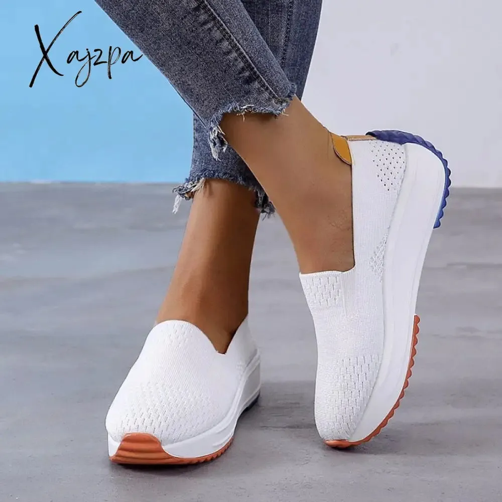Xajzpa - Breathable Sneakers Fashion Women Flats Slip on Mesh Shoes Woman Light Sneakers Spring Autumn Loafers Femme Basket Flats Shoes