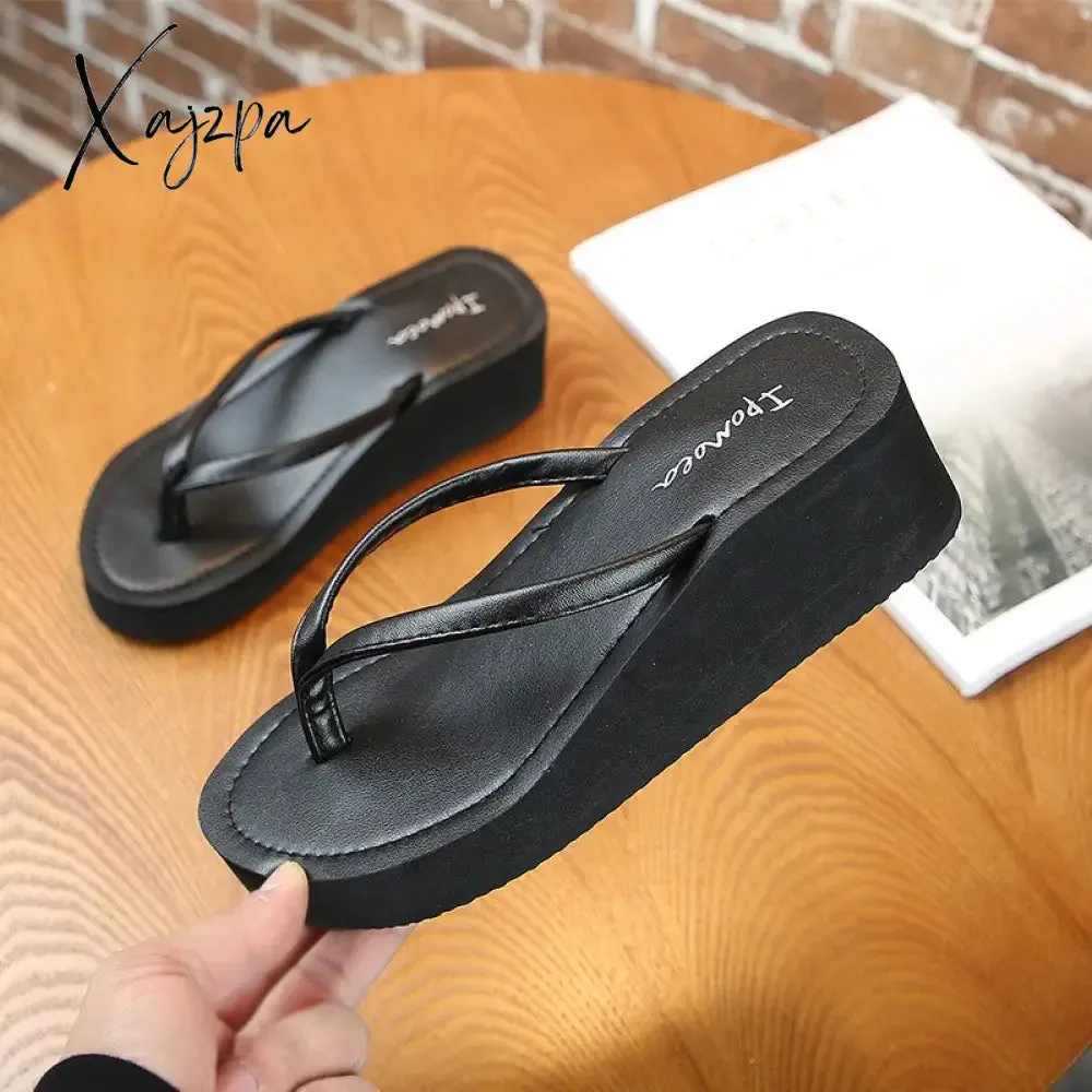 Xajzpa - Summer Women Slippers Summer Wedge Flip-Flops Women's Beach Slippers EVA Thick Bottom Fashion Clip-on Casual Home Slipper