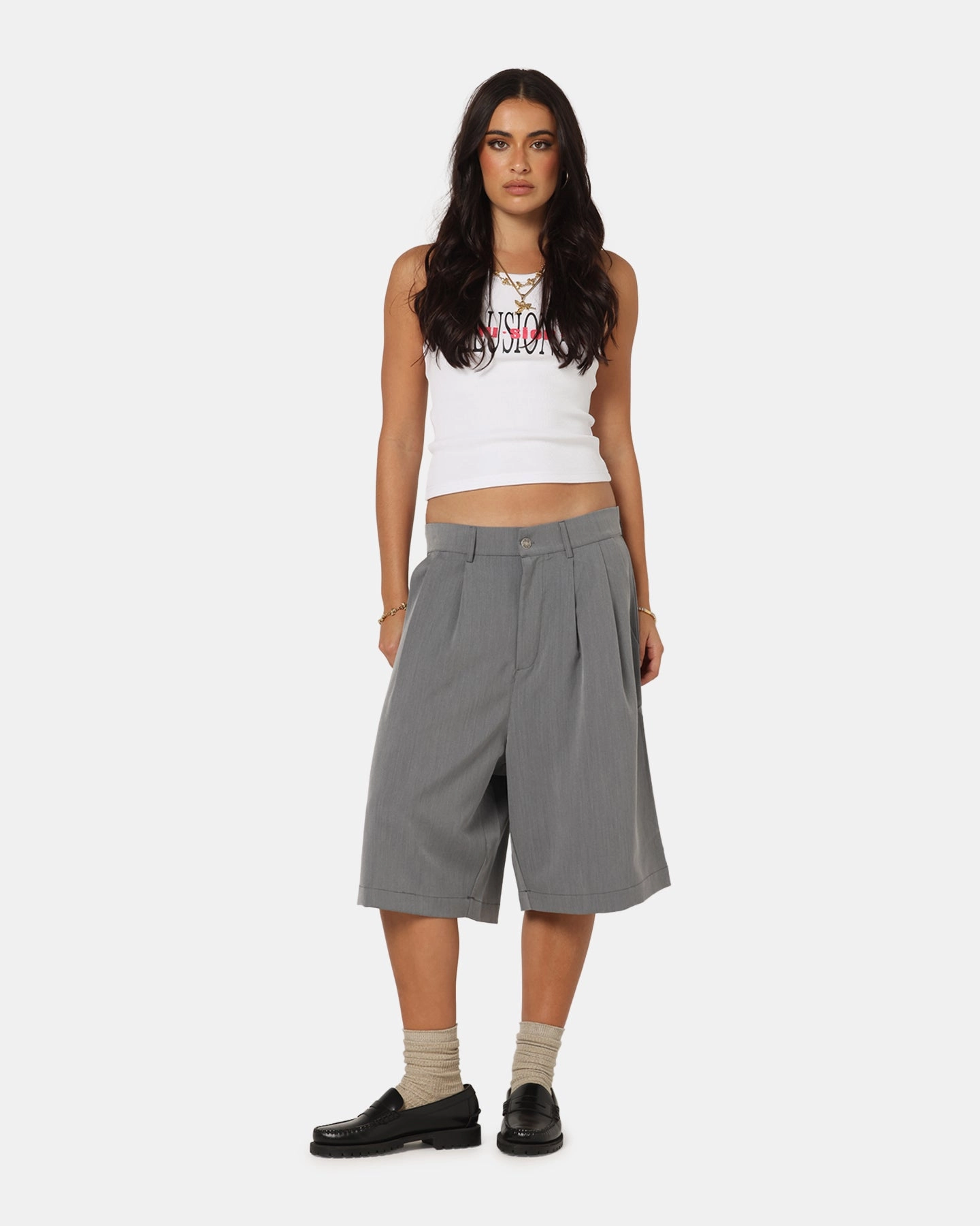 Weekend Ready XXIII Baggy Pleated Shorts Grey