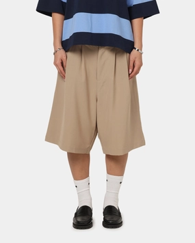 XXIII Baggy Pleated Shorts Tan Performance Design Fit Anti Pilling Finish