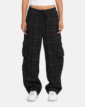 XXIII Boucle Tweed Cargo Pants Black SeamlessPockets Classic Look