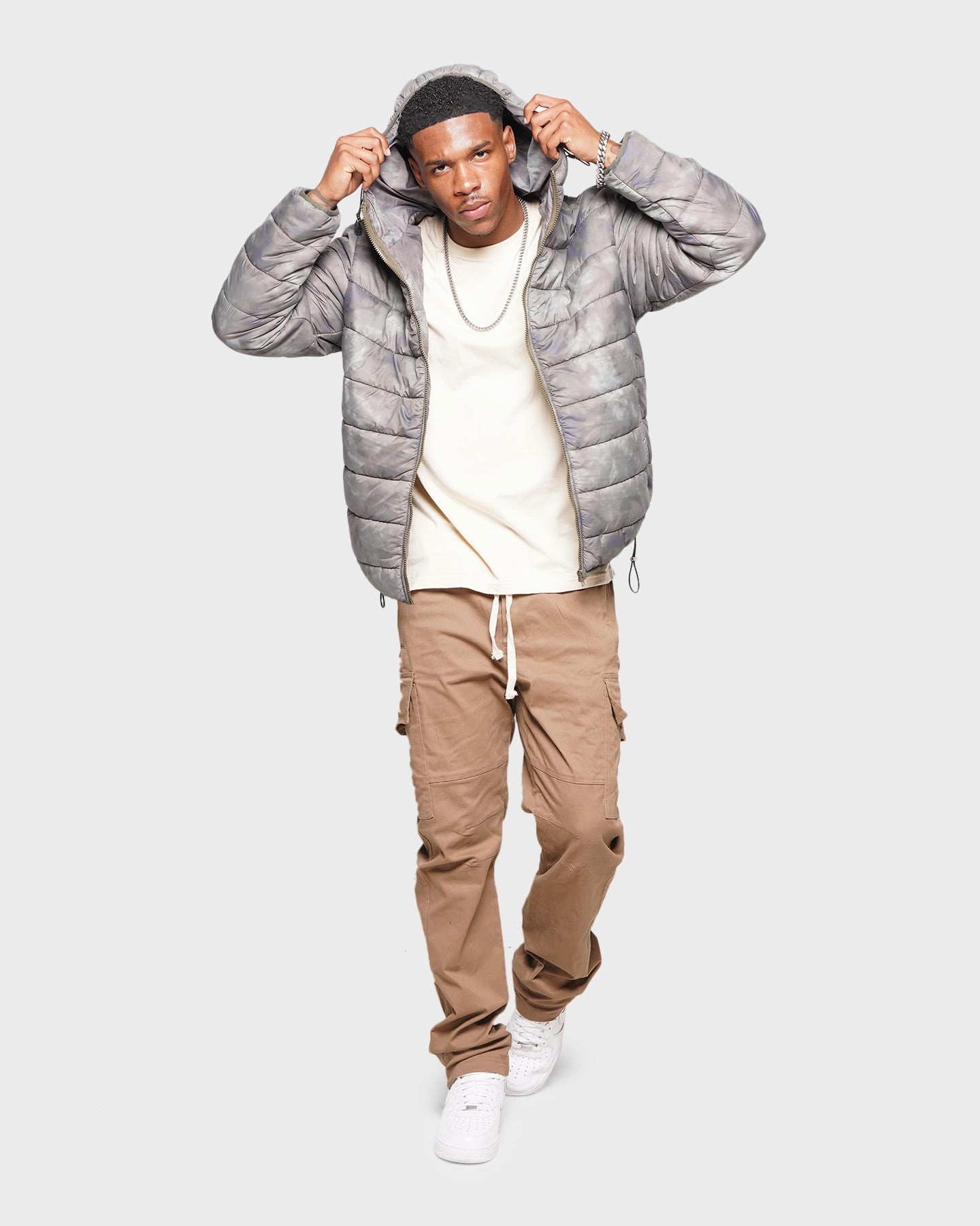 XXIII Camo Puffer Jacket Camo Easy Movement Stand Collar