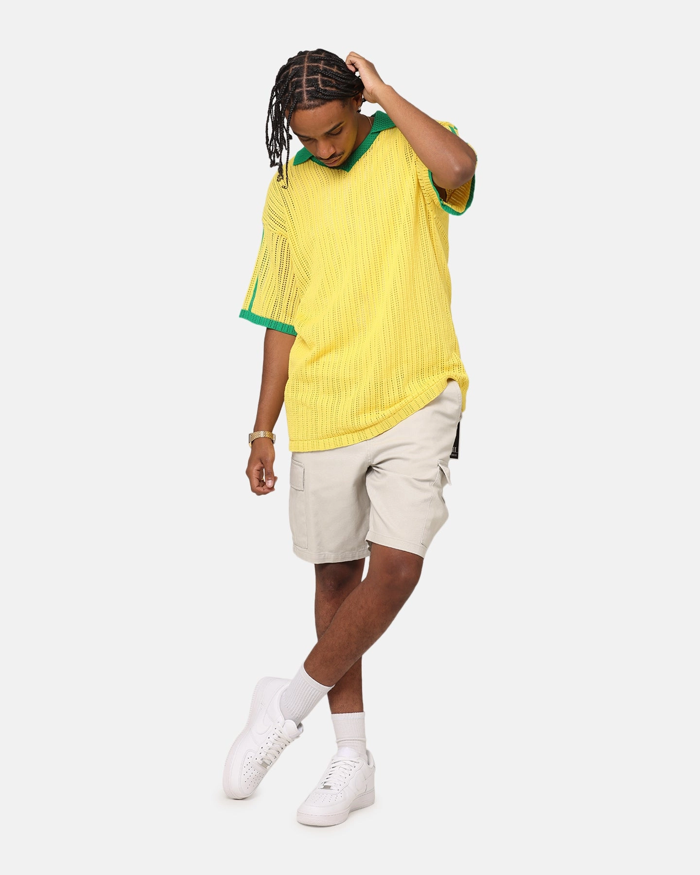 Stretchable Ribbed Collar Elastic Cuff Retention XXIII Knit Jersey Yellow/Green