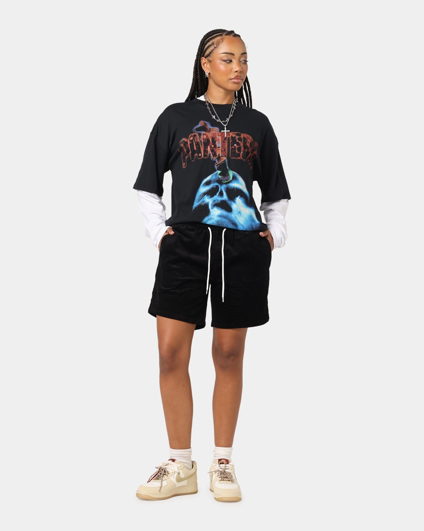 XXIII Riven Cord Shorts Black Stretchable Design smooth zipper