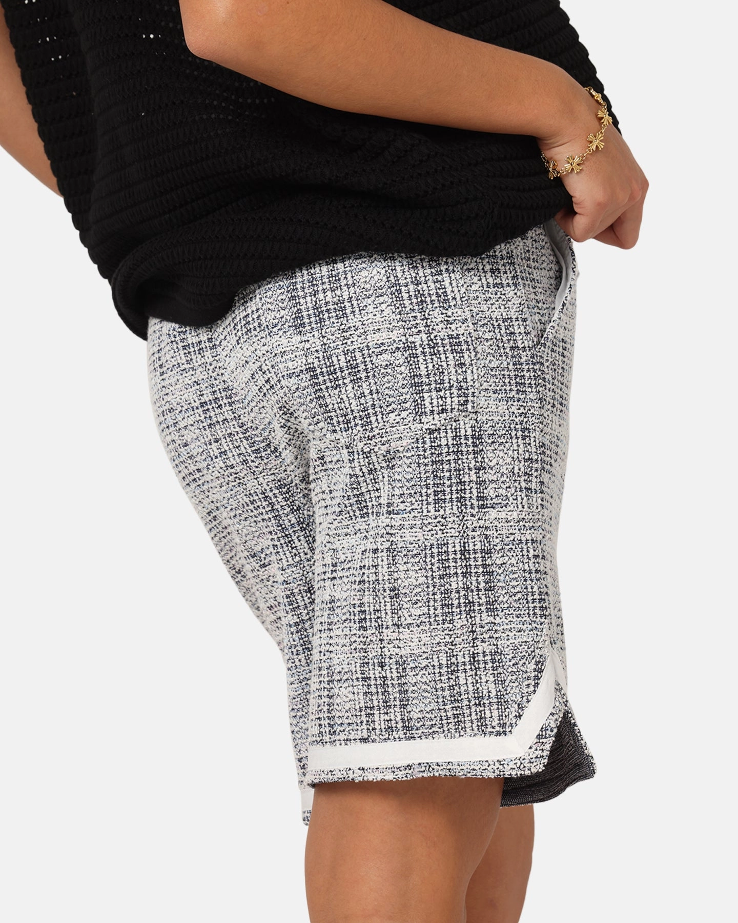 XXIII Textured Ball Shorts Navy/Cream Comfortable Fit Look Flat Lock Seams