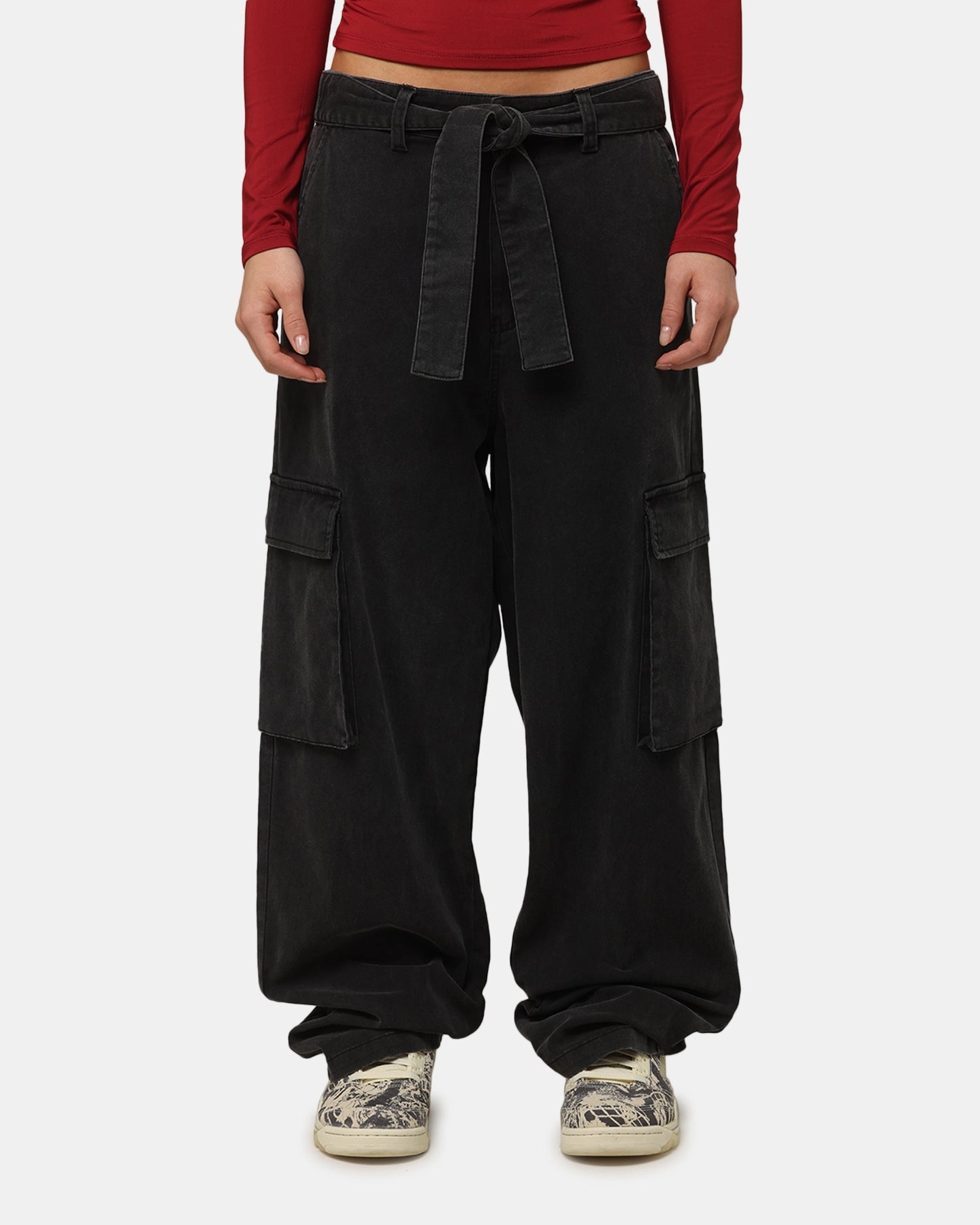 Slim Comfort Street Comfort XXIII Tie Up Cargo Pants Washed Black