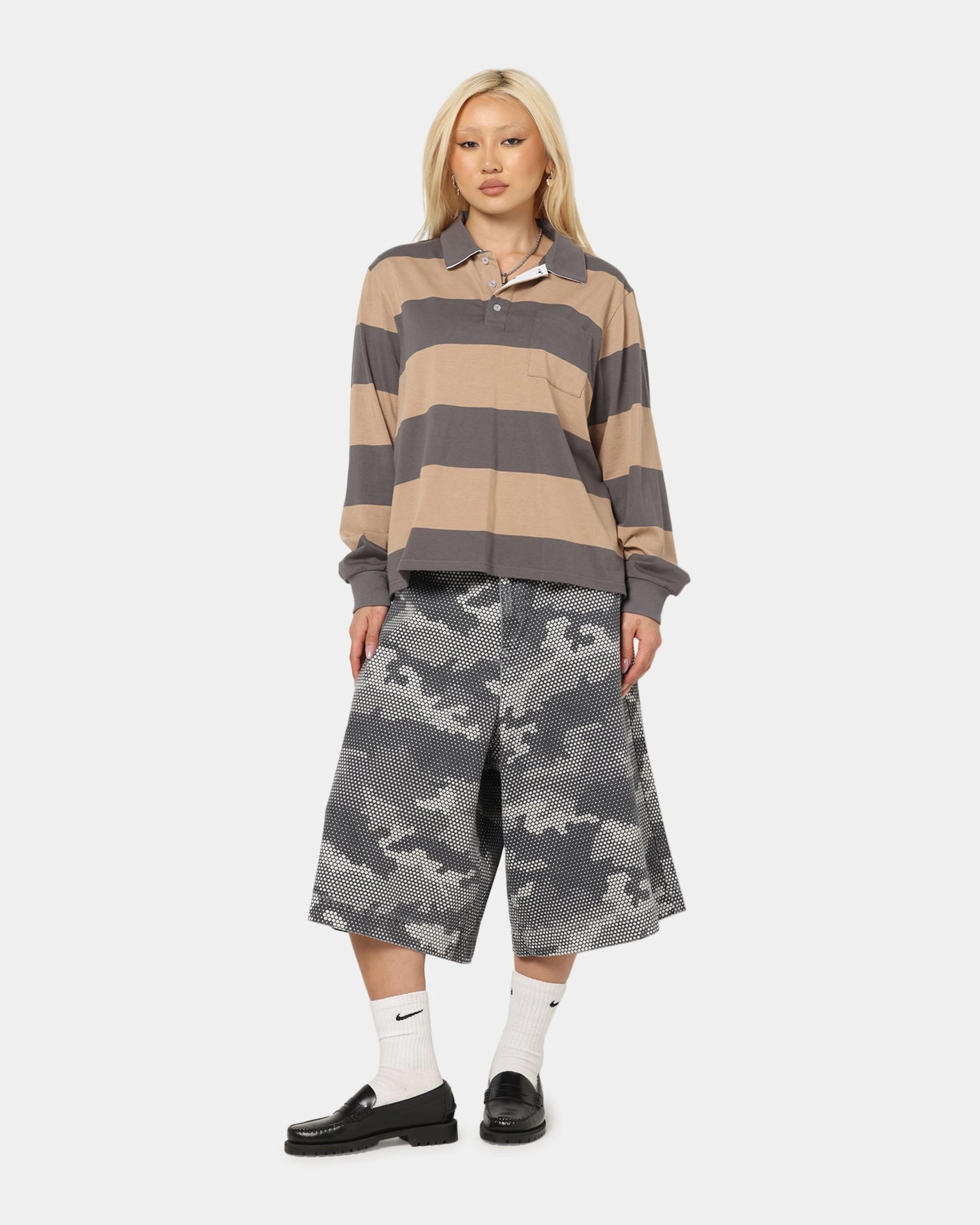 Breathable Layer Timeless Utility XXIII Wide Leg Denim Shorts Digi Camo