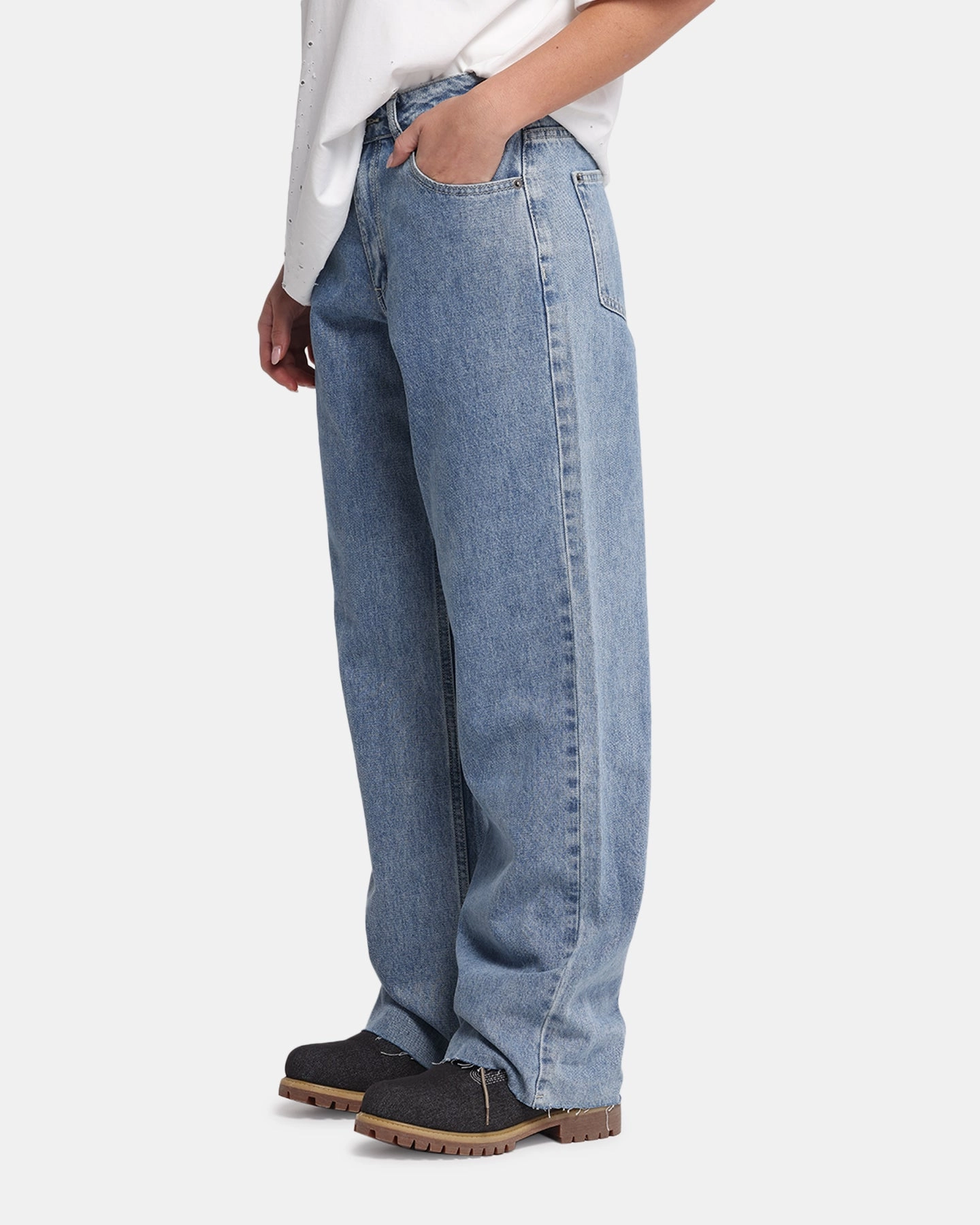 XXIII Women's Baggy Jeans Blue Denim Low Profile Design Low Bulk Material