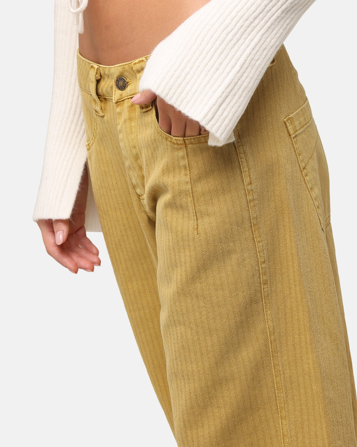 XXIII Women's Barrel Leg Pant Gold Stretchable
