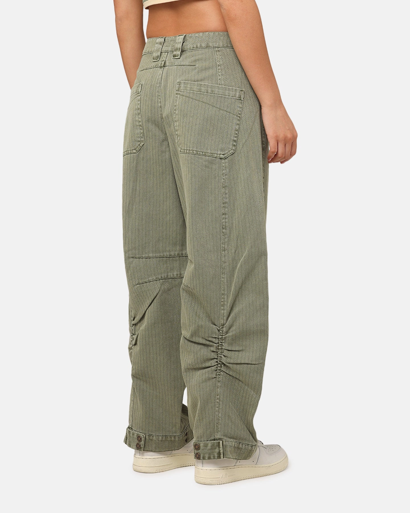 XXIII Women's Barrel Leg Pant Moss Adjustable Belt Loops Hip Friendly Pockets