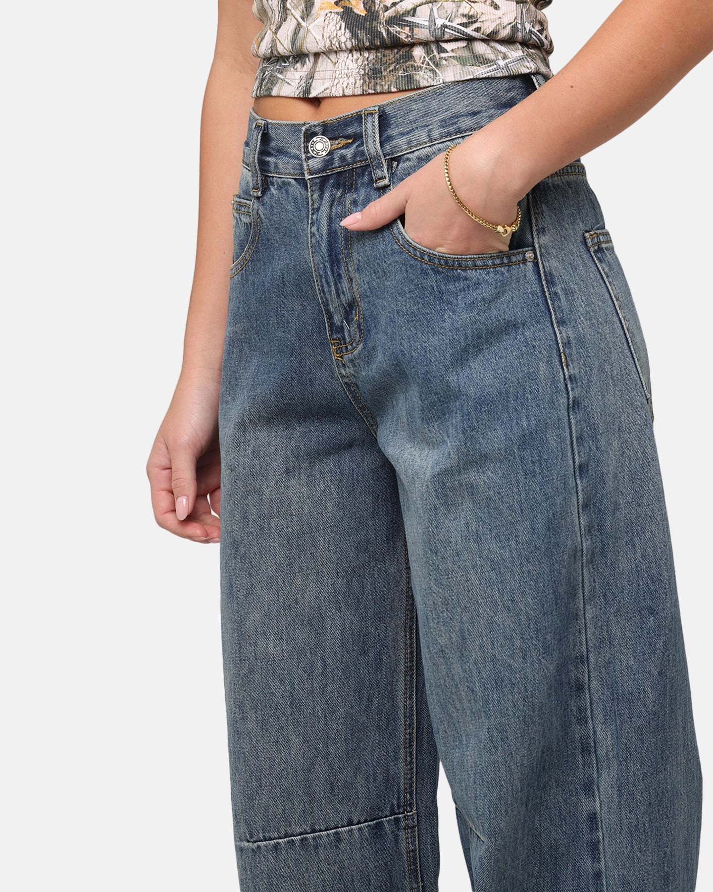 Core Utility XXIII Women's Buckle Baggy Jeans Vintage Blue