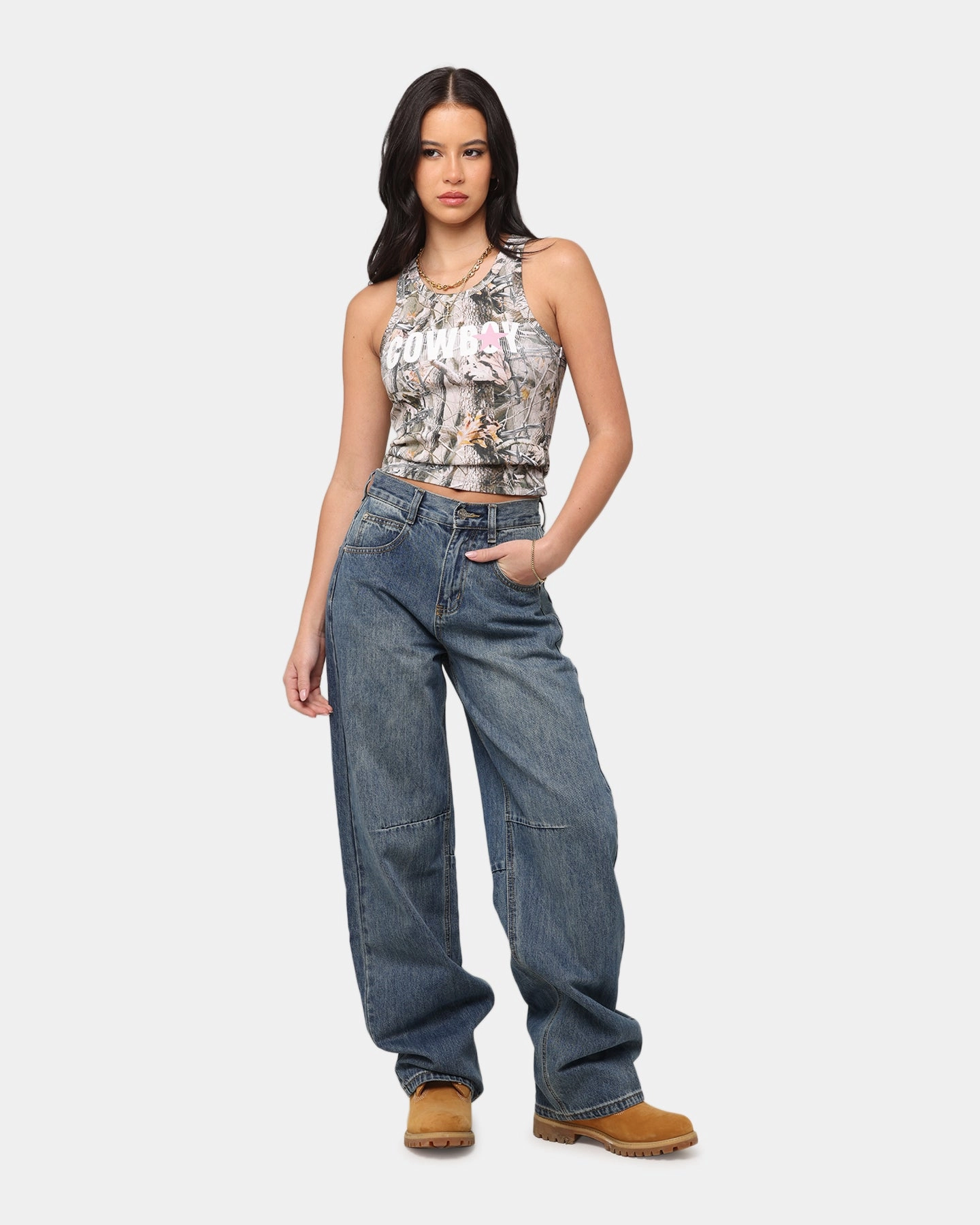 Day Adventure XXIII Women's Buckle Baggy Jeans Vintage Blue