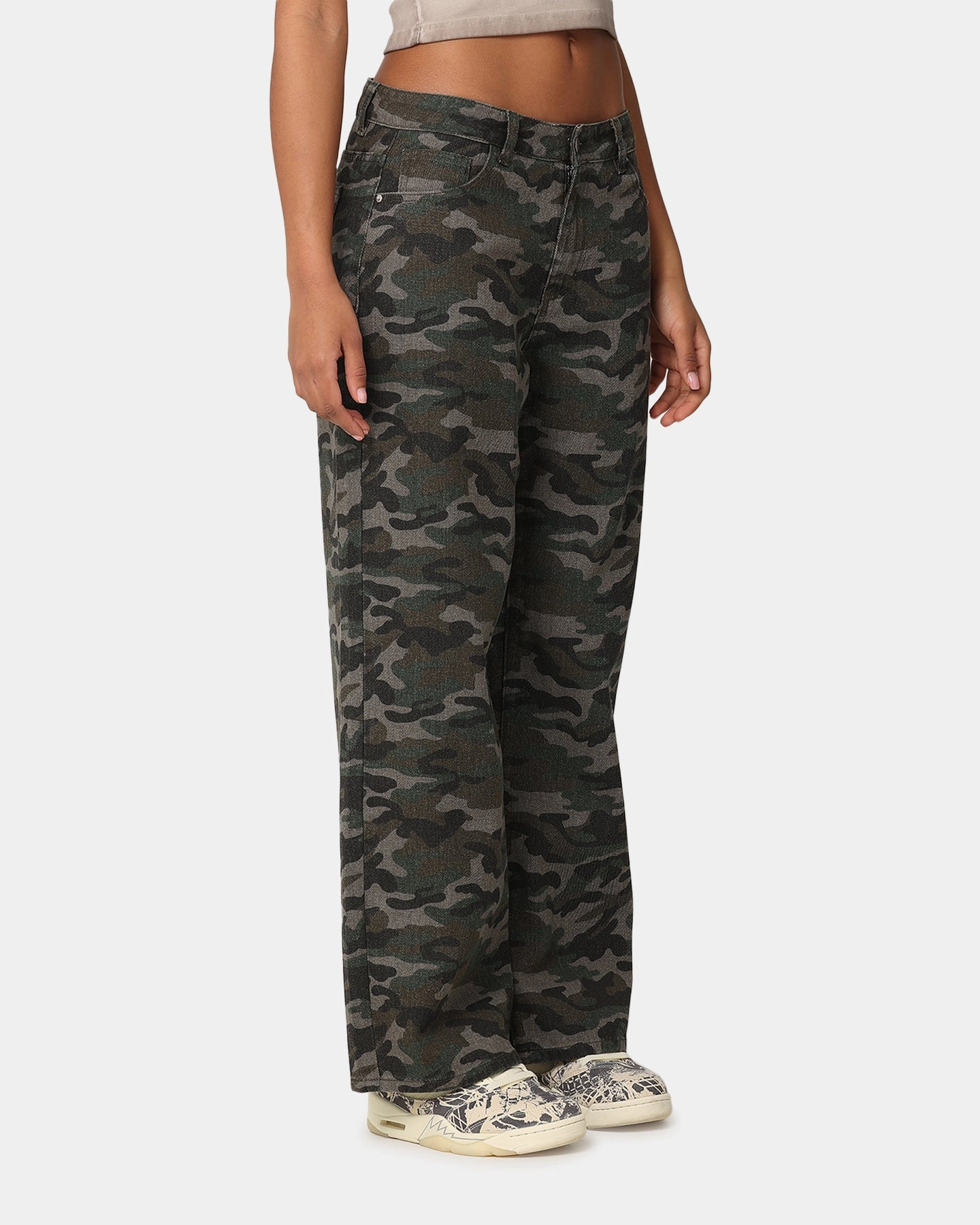 NonRestrictiveFit Cozy and Soft XXIII Women's Camo Wide Leg Jeans Camo