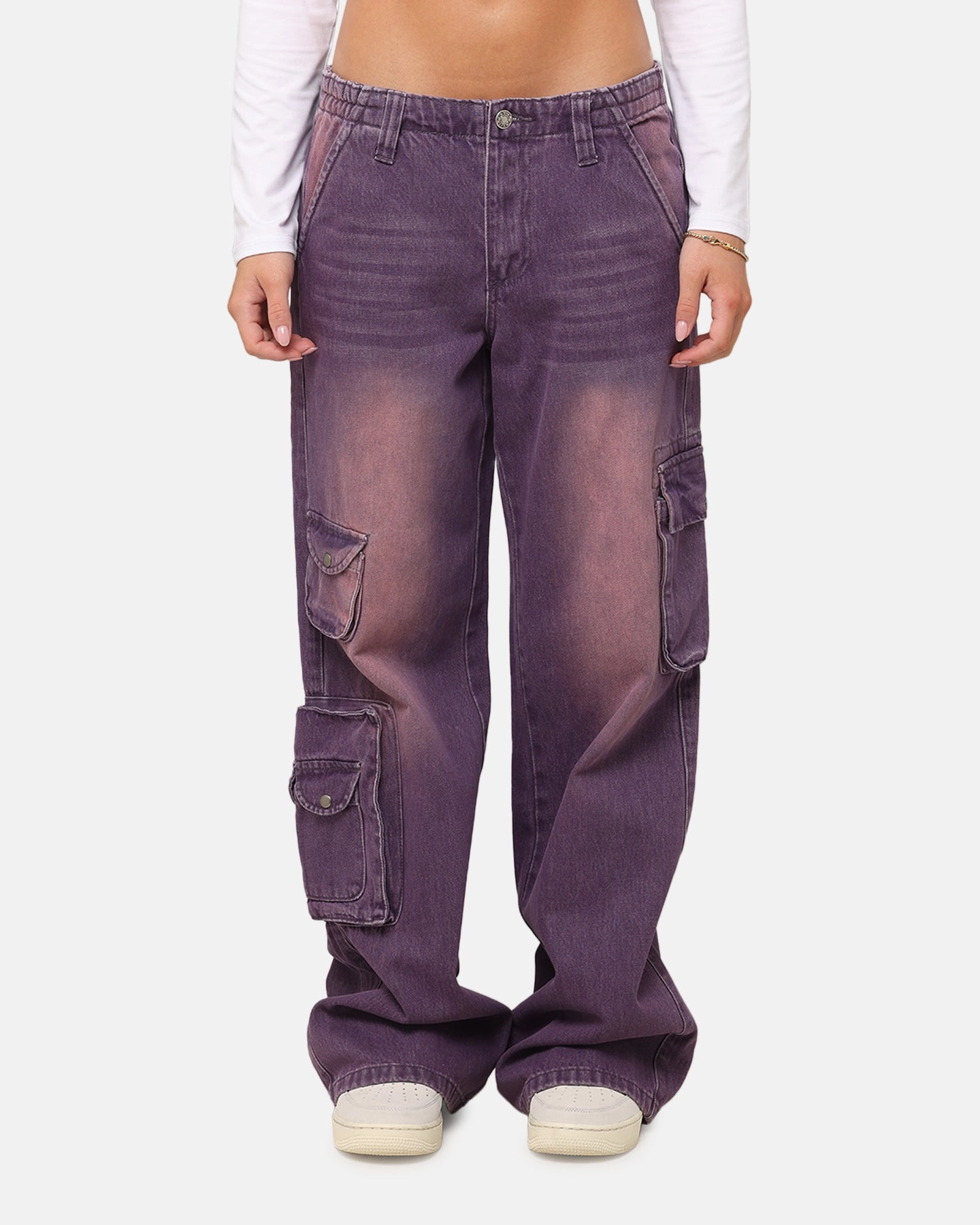 XXIII Women's Corporal Cargo Jeans Purple Comfortable Layering