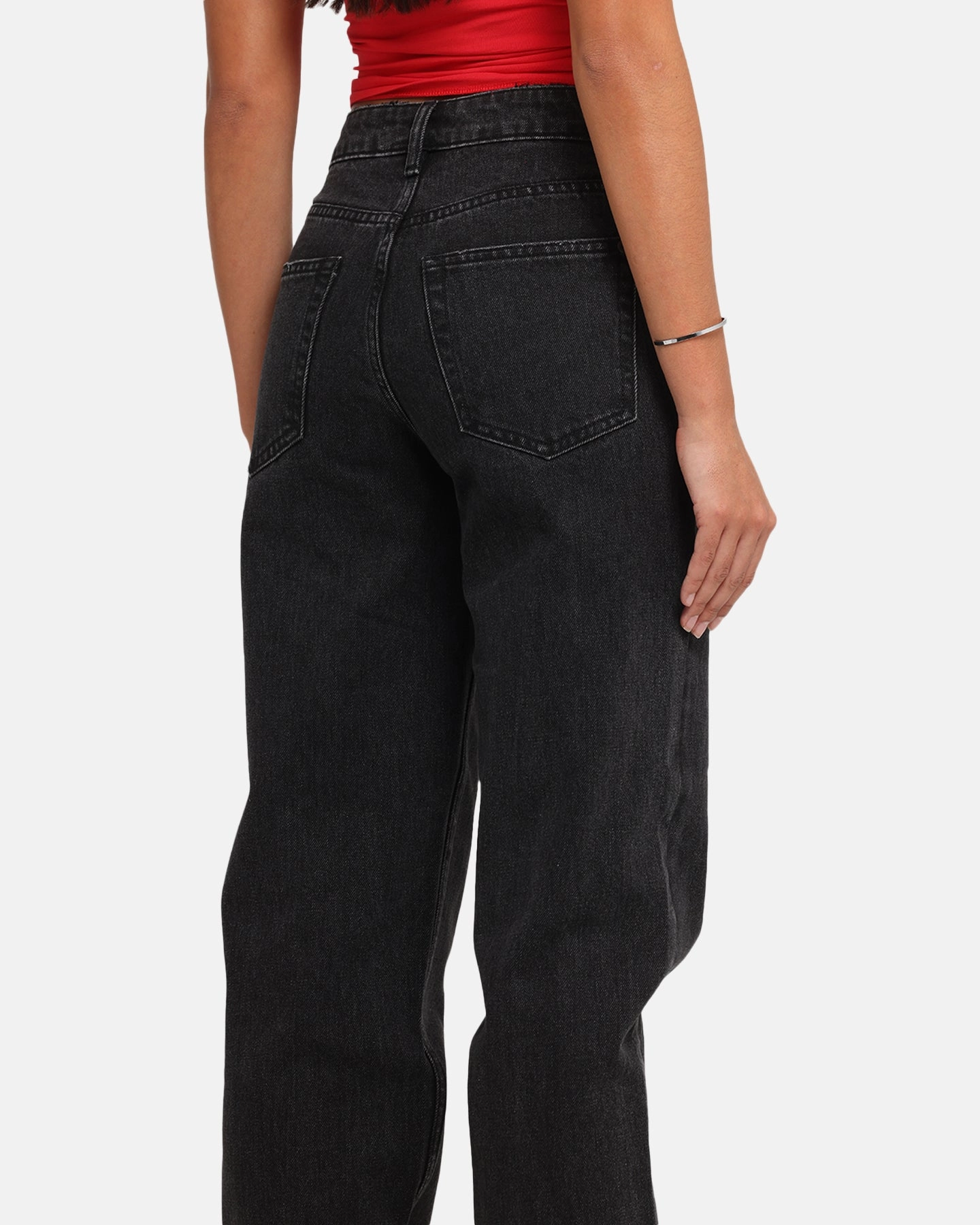 XXIII Women's High Rise Relaxed Jeans Washed Black Quick Wear Fit