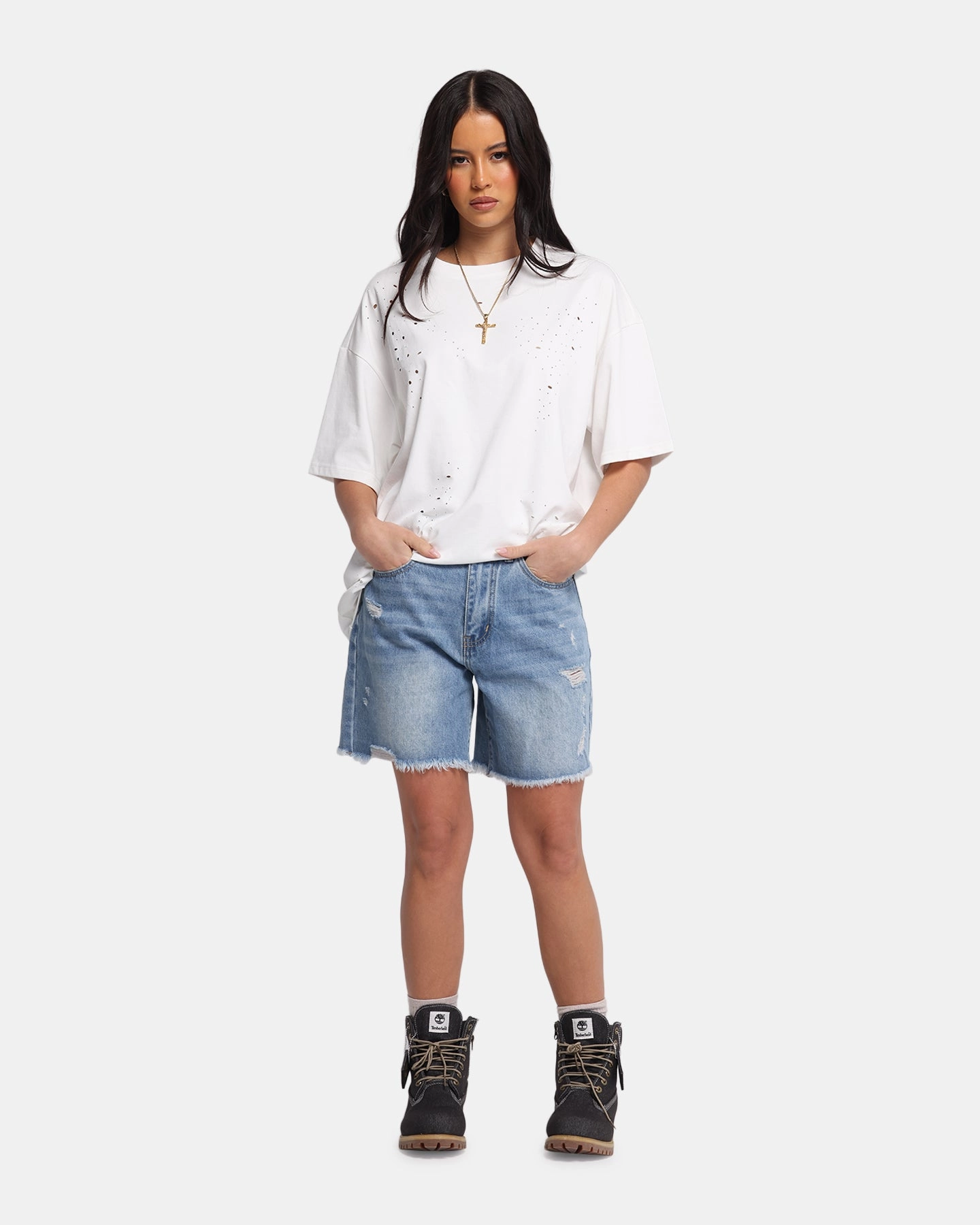 High Stretch Fit XXIII Women's Relaxed Denim Shorts Blue Denim