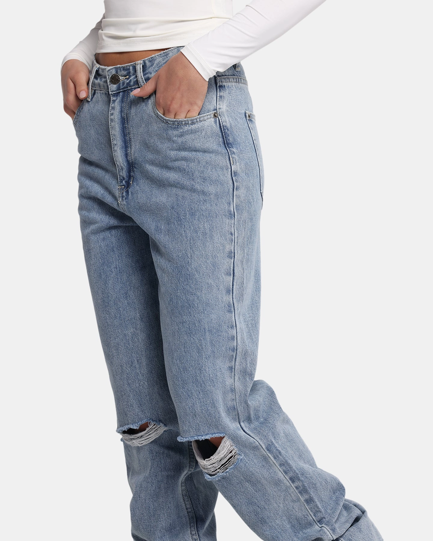 XXIII Women's Straight Leg Jeans Blue Denim Comfy Vibes