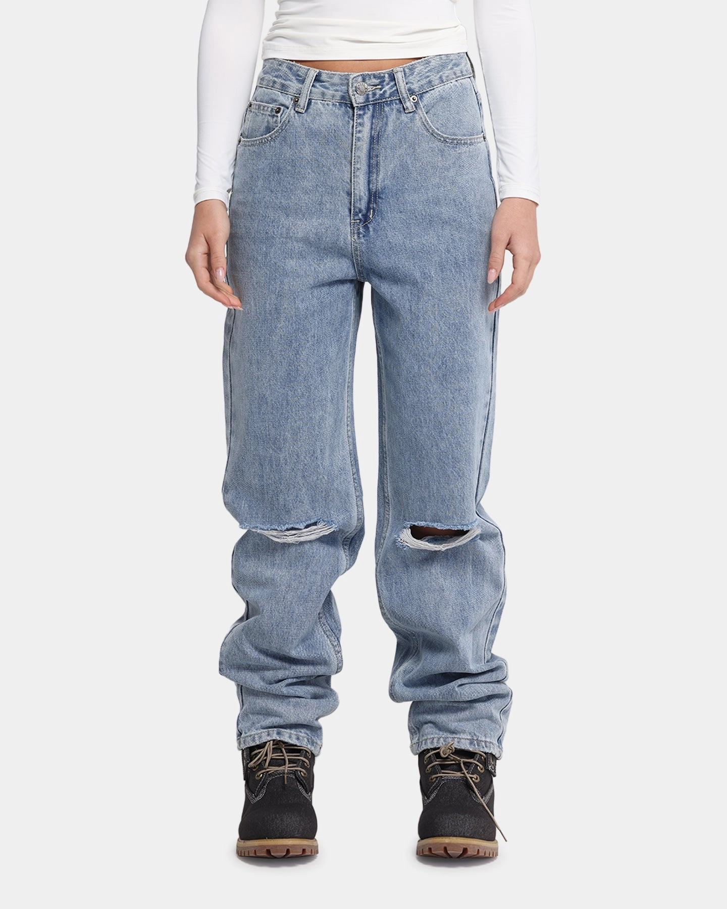 XXIII Women's Straight Leg Jeans Blue Denim LightweightConstruction Mid Rise