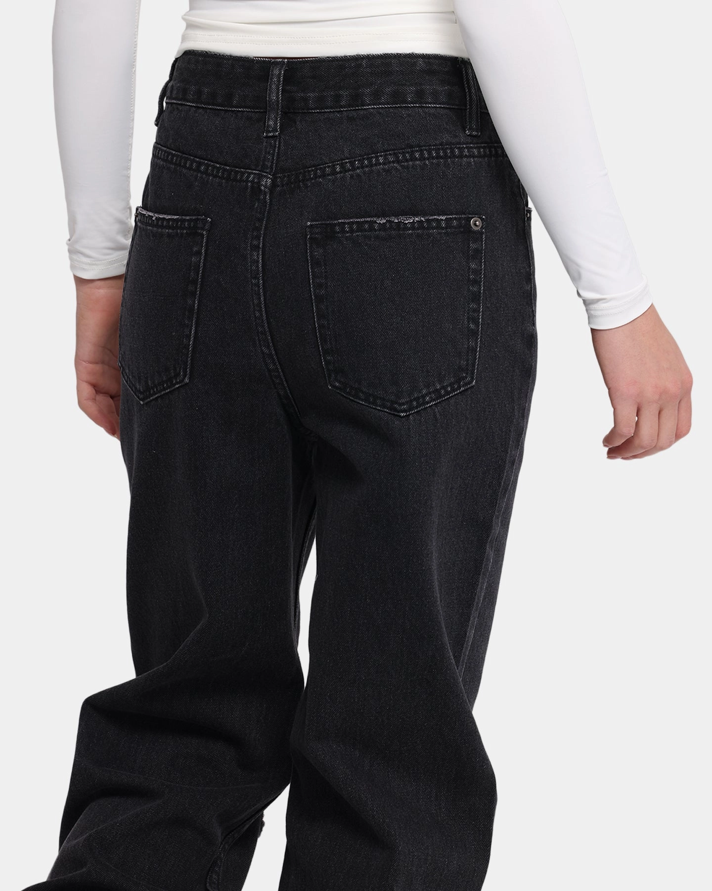 XXIII Women's Straight Leg Jeans Washed Black Performance Comfort Anti Pilling Treatment