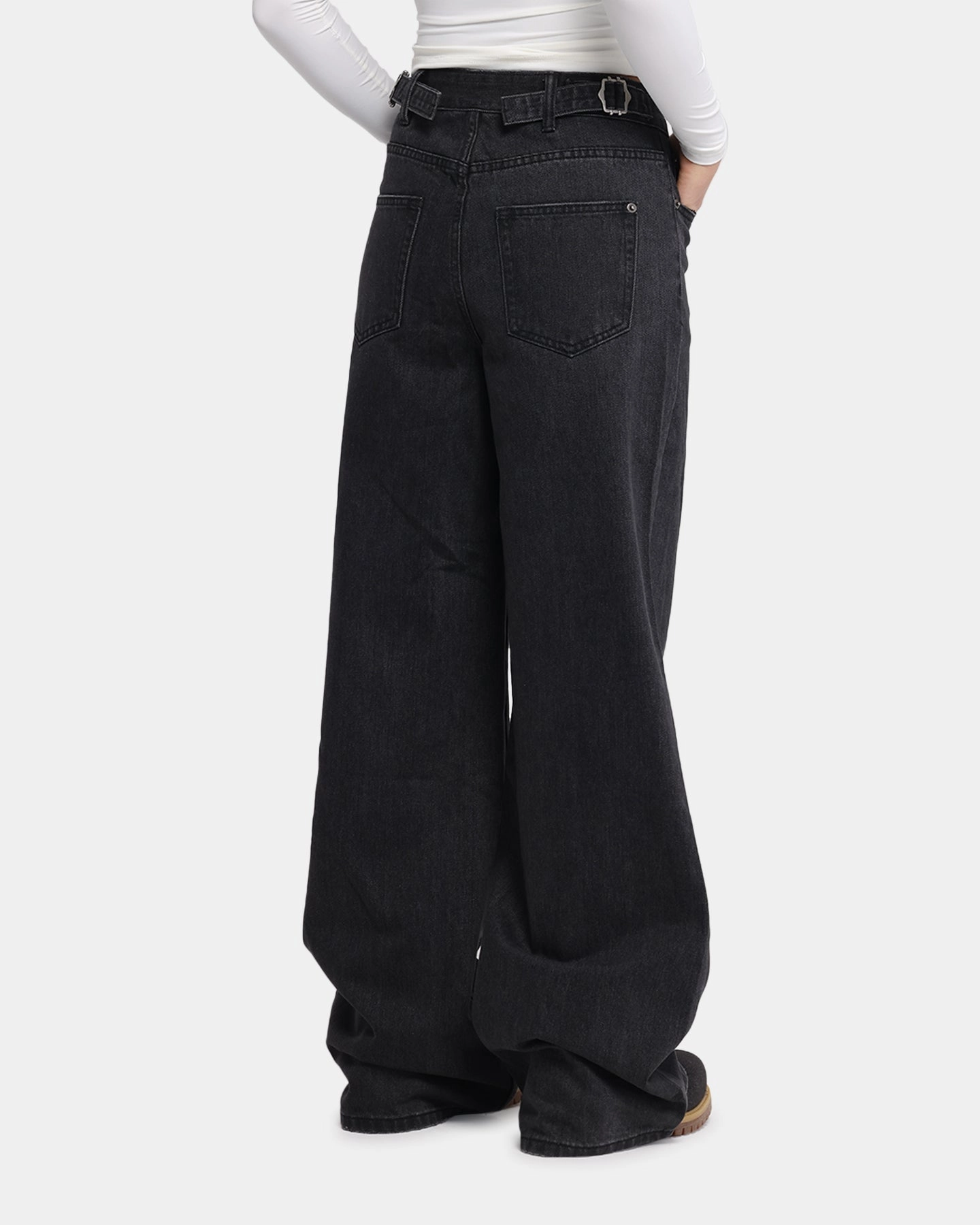 XXIII Women's Wide Leg Jeans Washed Black MachineWashable